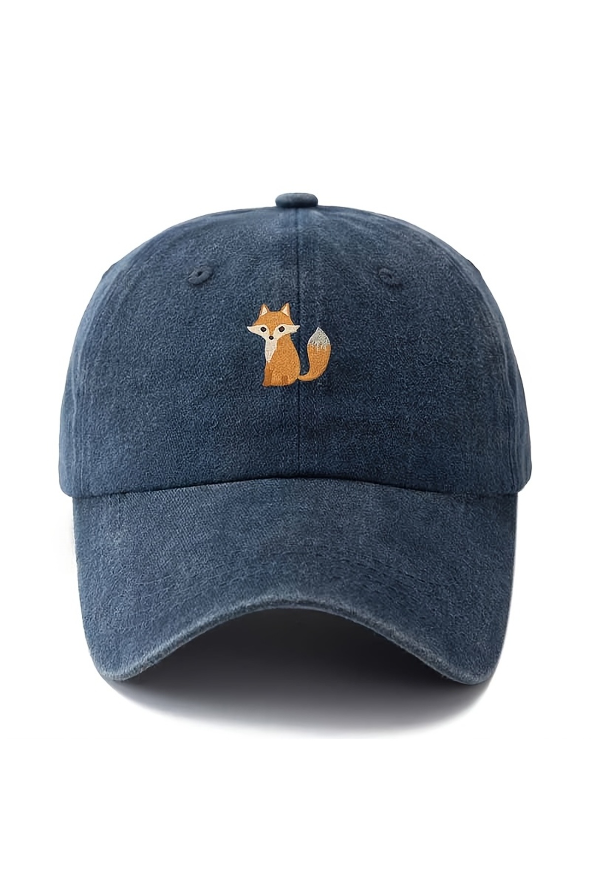 Choice Navy Blue Cute fox pattern printed baseball cap for daily