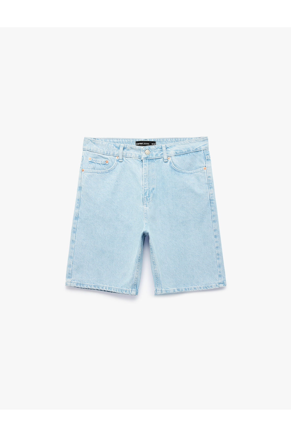 Koton Normal Bel Pamuklu Bermuda Straight Fit Jean Şort görsel 3
