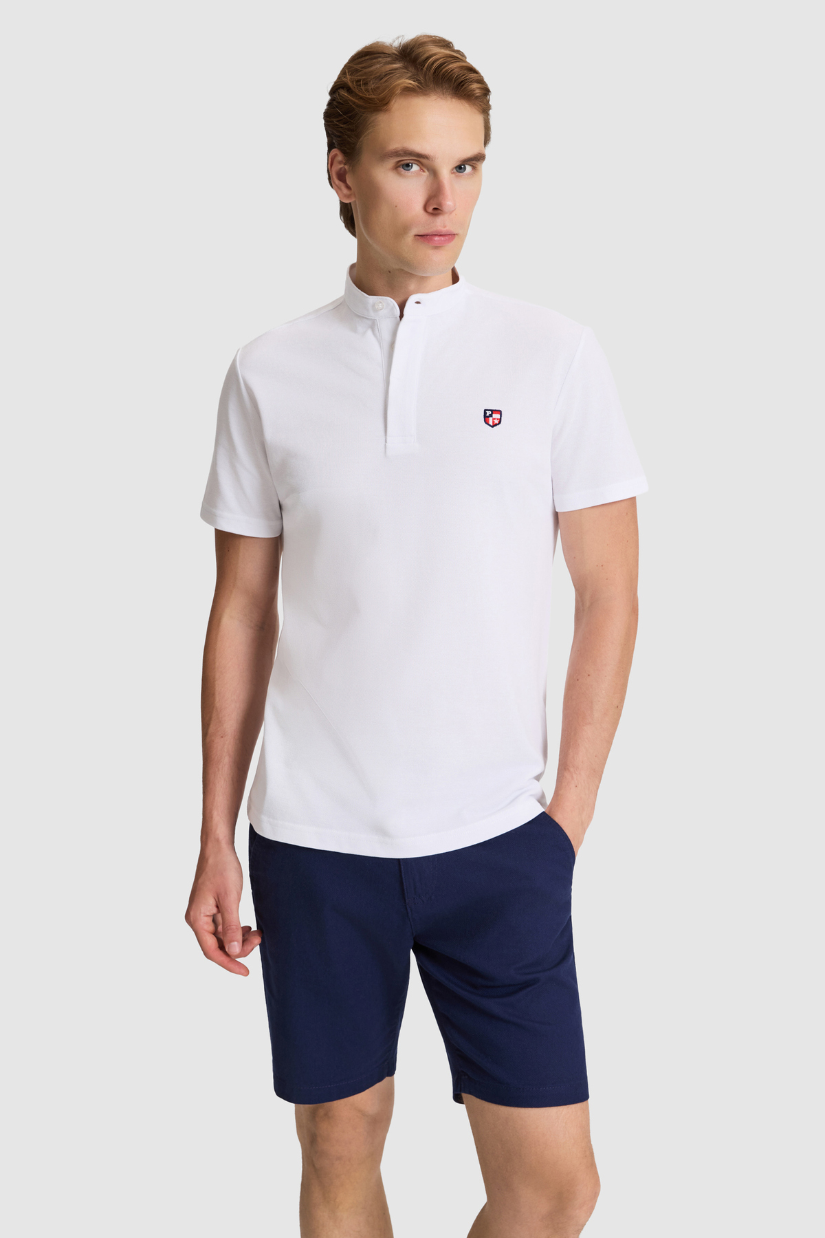 U.S. Polo Assn. Men's White Regular Fit Hakim Collar Basic T-Shirt 50326980-Vr013