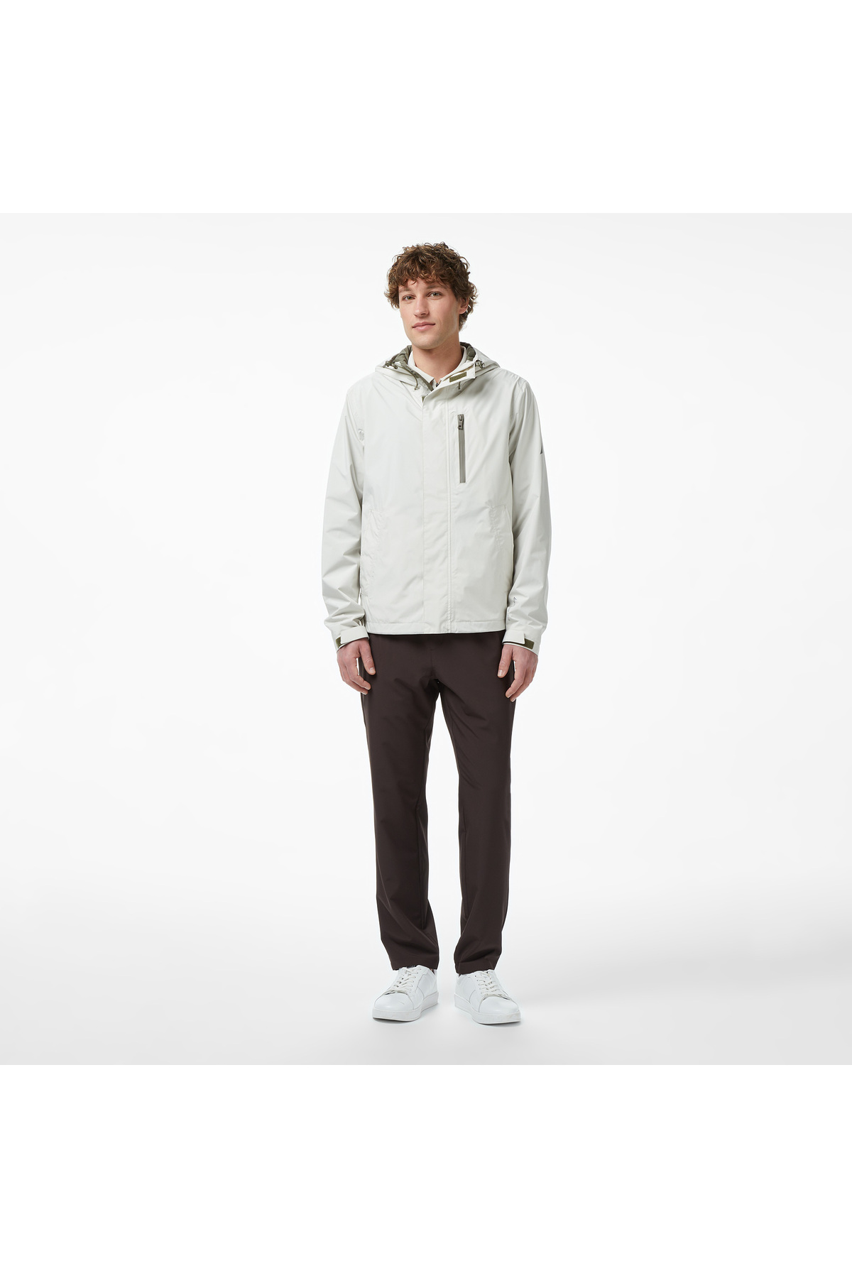 Nautica Regular Fit Kapüşonlu Su Geçirmez Erkek Gri Yağmurluk görsel 3