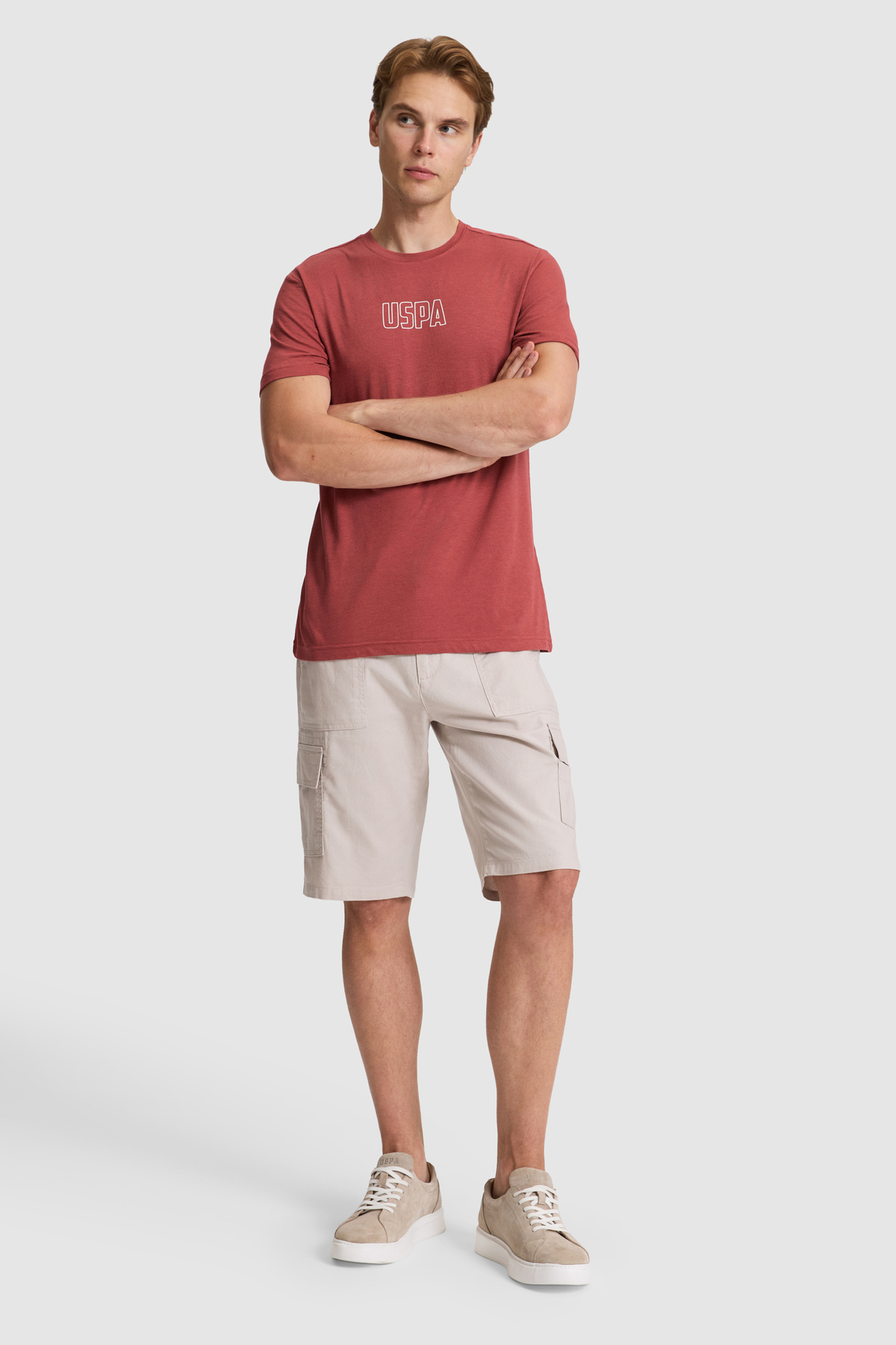 U.S. Polo Assn. Erkek Vişne Regular Fit Bisiklet Yaka Tişört 50327159-VR223 görsel 4