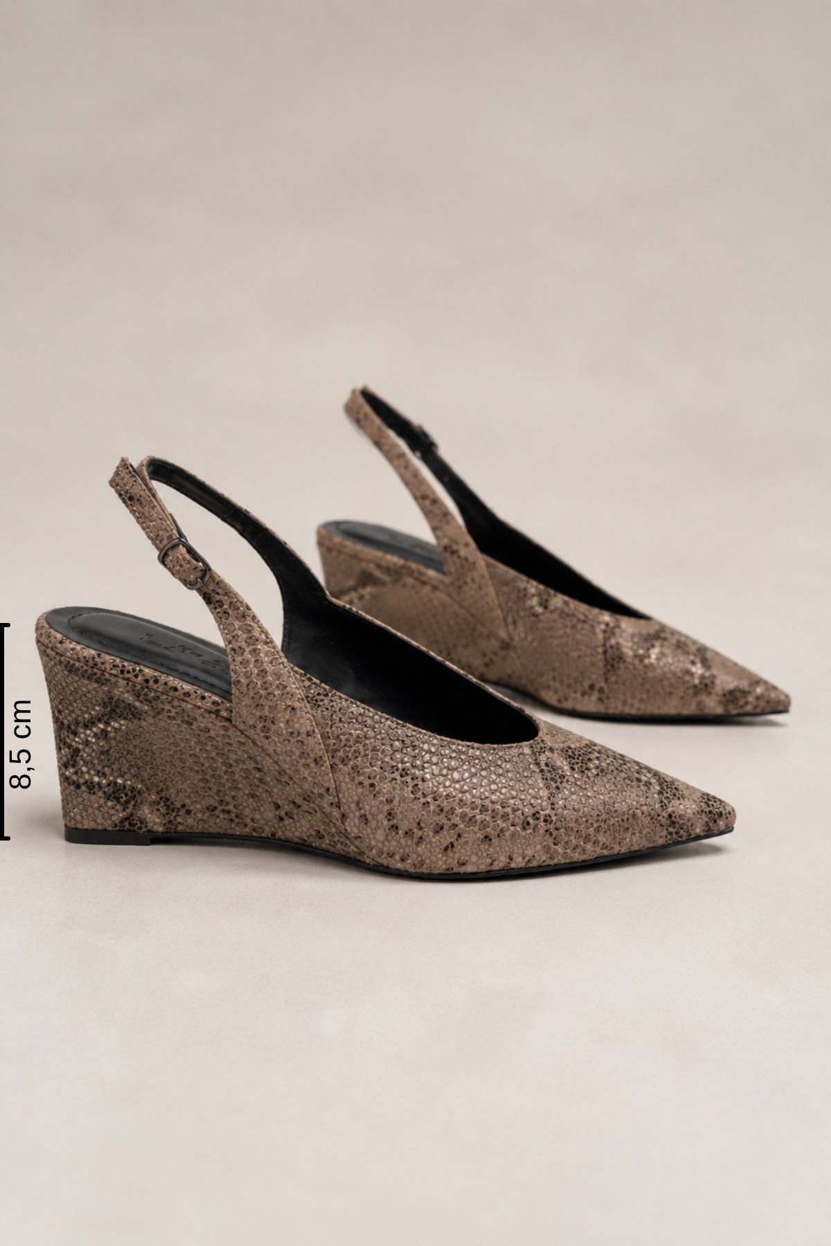 Women Lay-z Kadın Kahve Yılan Desenli Dolgu Stiletto 8,5 cm Topuk Rahat Tam Kalıp. görsel 4