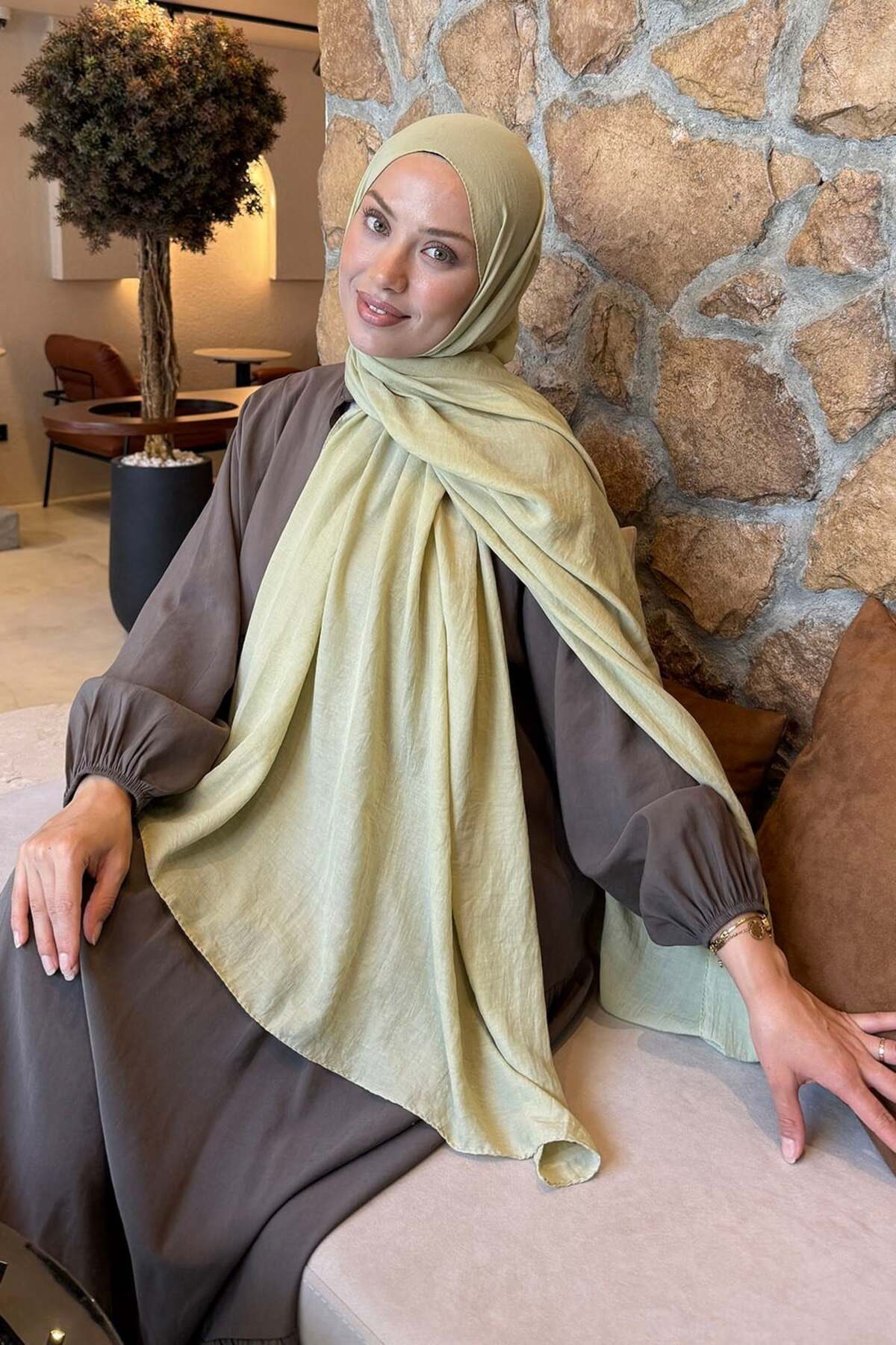 lamelif Rami Şal Mint Yeşili