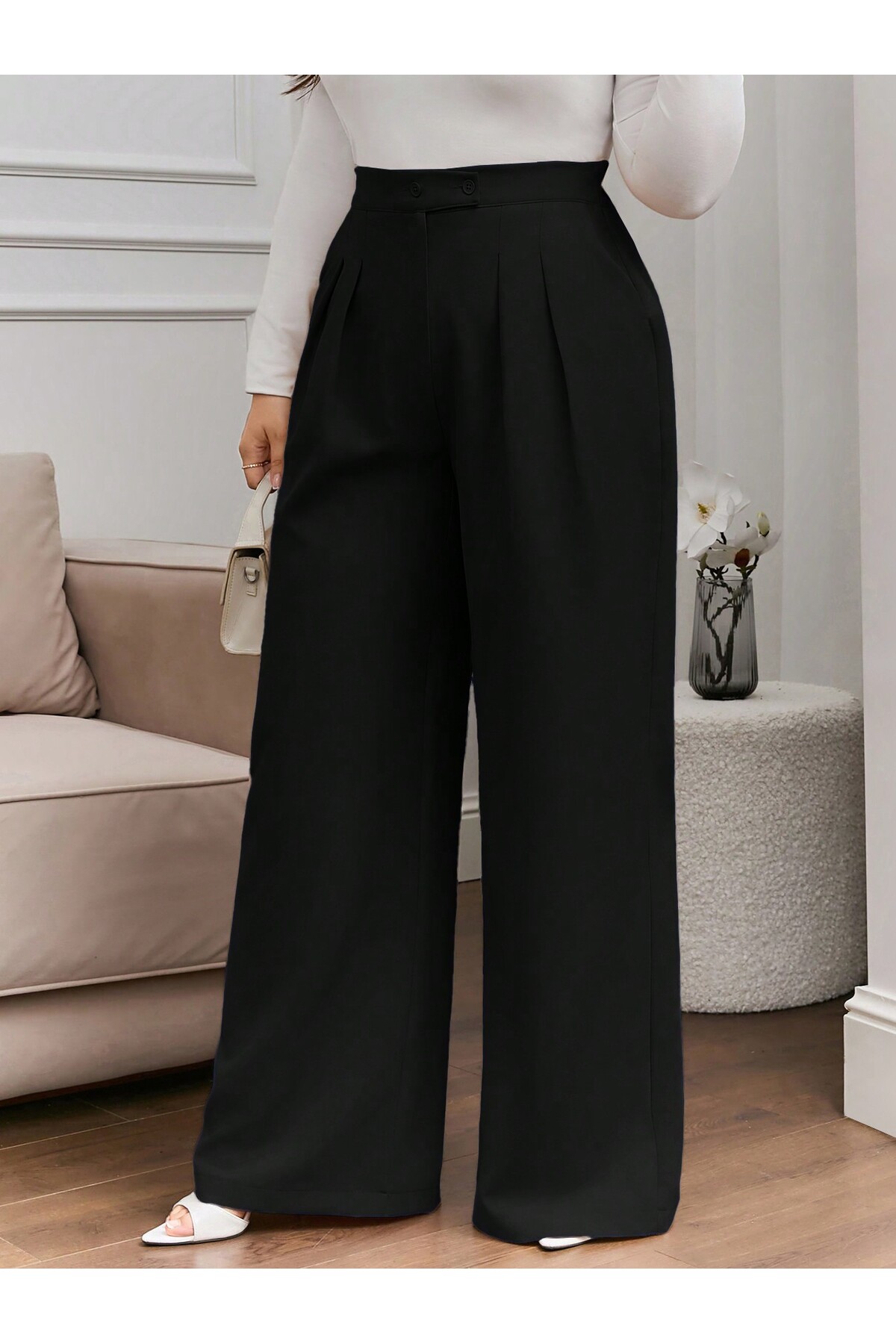 tuzu moda BÜYÜK BEDEN PANTOLON ÇİFT PİLE BÜYÜK BEDEN KADIN PANTOLONU görsel 6