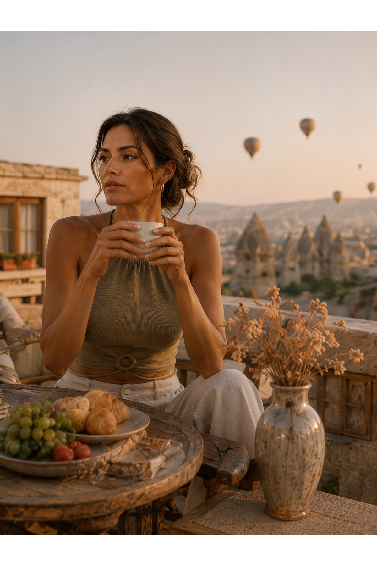 KİM Kİ O Kadın Halter Yaka Ön Halkalı Bağlamalı Kaşkorse Crop Top görsel 2