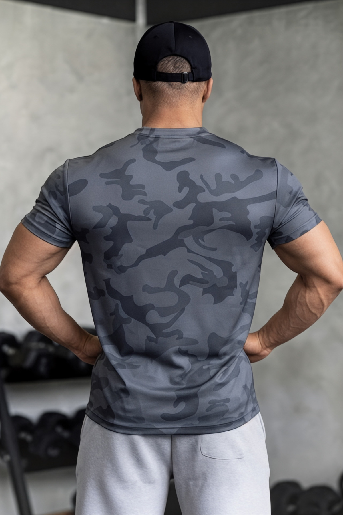 SERABLANKA Erkek Nem Emici Hızlı Kuruma Atletik Teknik Kamuflaj Desenli Spor T-shirt görsel 3