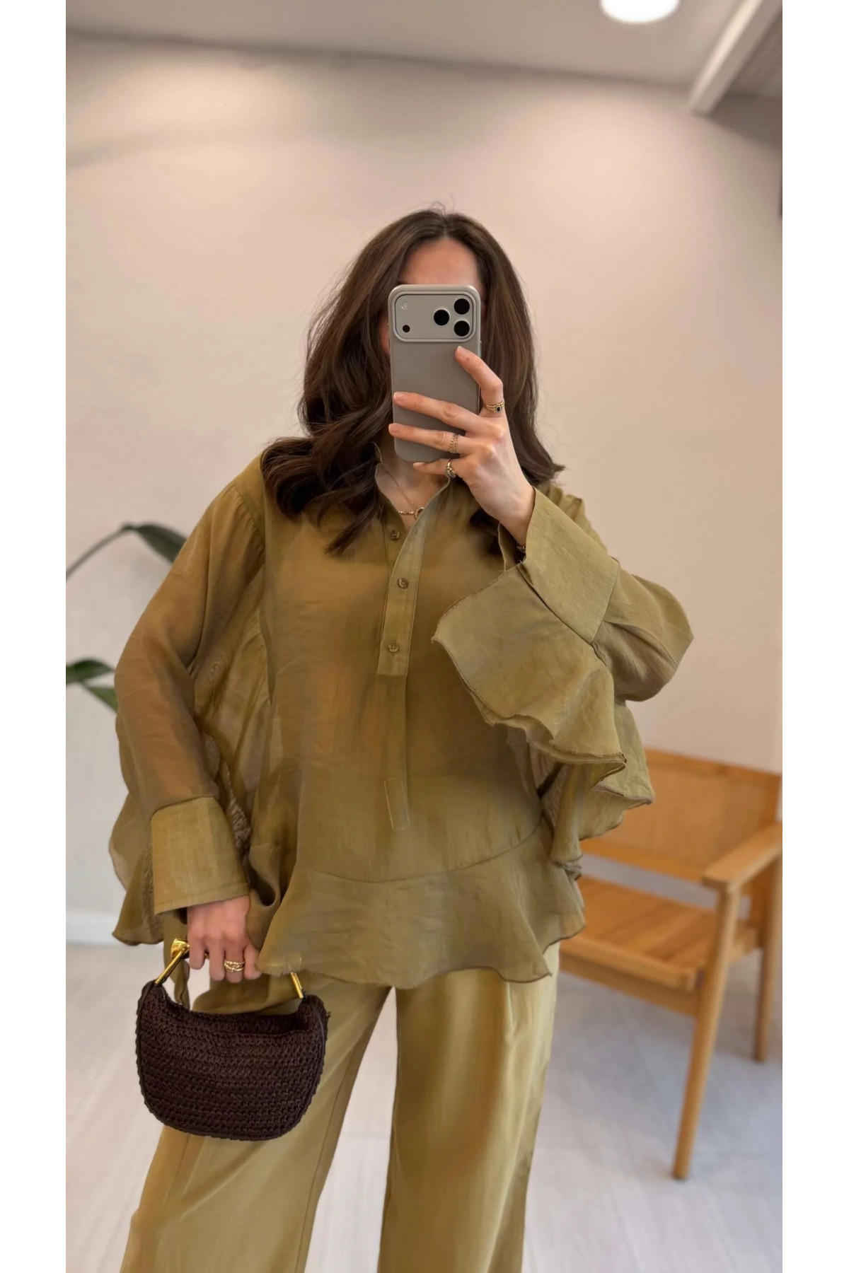 My Blog Olive Ruffle Detailed Blouse - 2Y5031