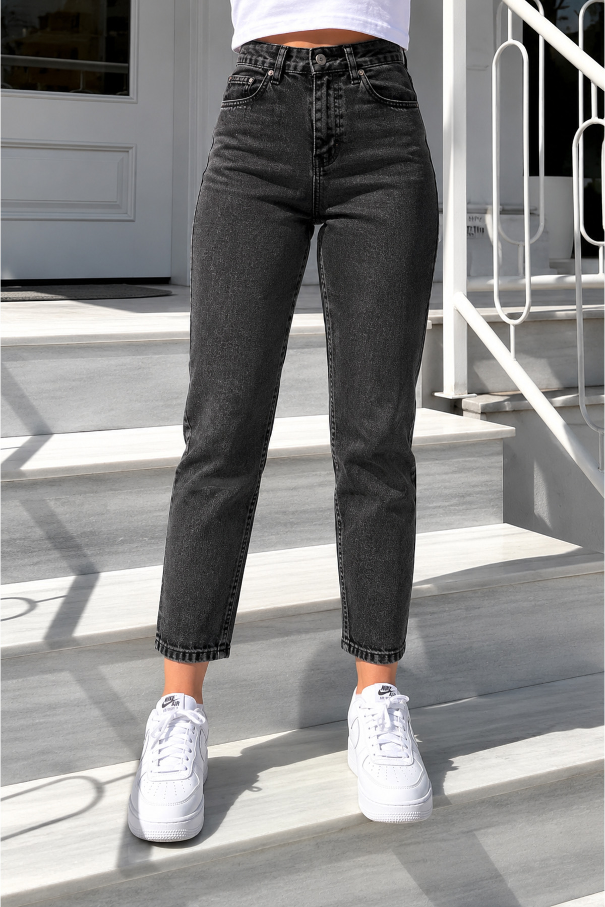sion jeans Füme Boyfriend Mom Jean Siyah Karyıkama Yüksek Bel Günlük Giyim Rahat Kadın Kot Pantolon New Season 2026