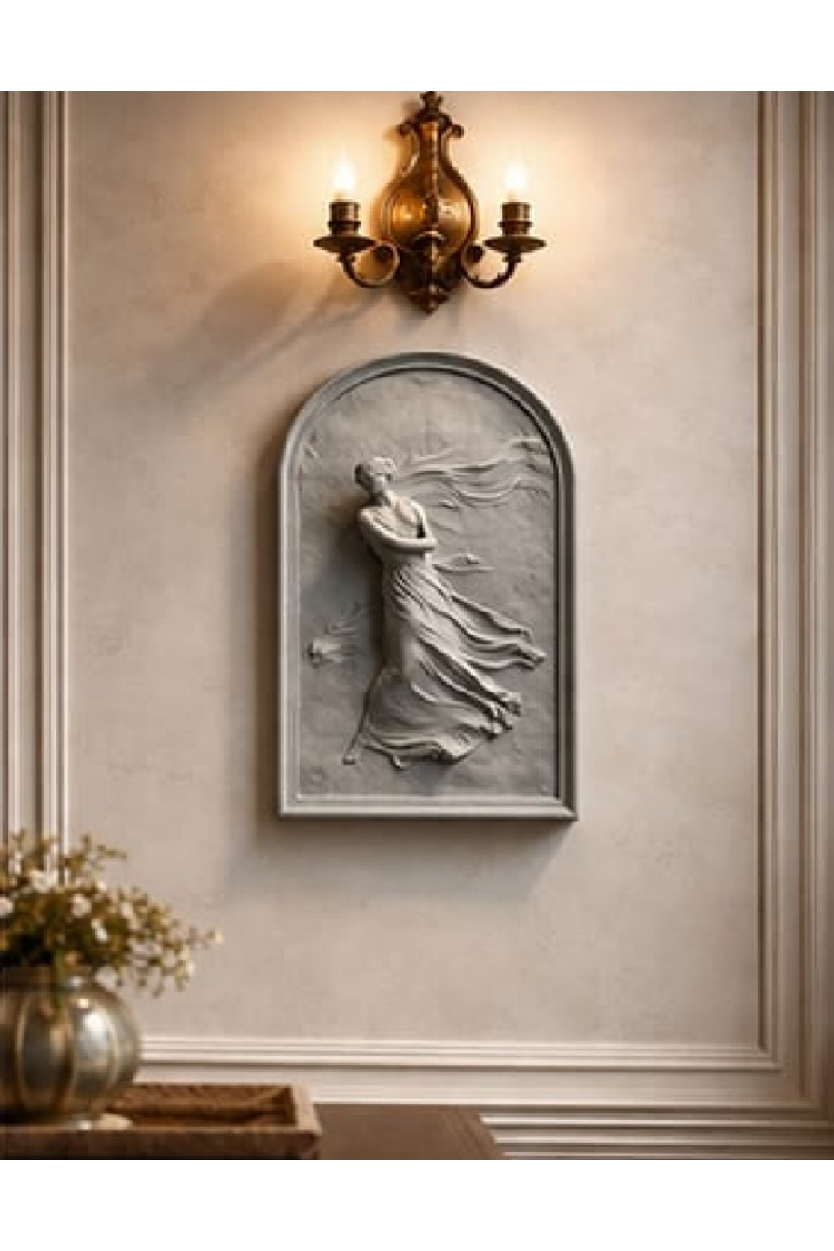 Storm Effect Statue Embossed Woman Figure Wall and Table Decor 3D Wall Statue Ancient Roman Greek Sculpture 25cm
