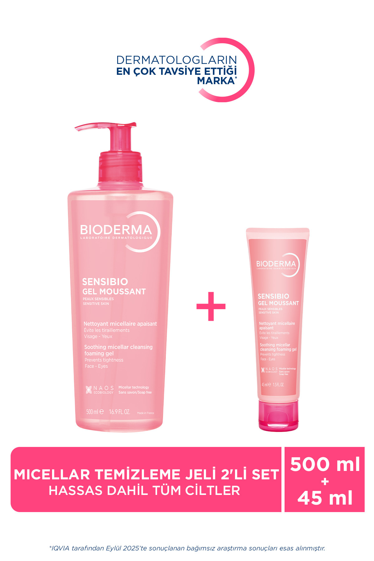 Bioderma Sensibio Foaming Gel Hassas ve Tüm Ciltler için Yüz&Vücut Temizleme Jeli 2'li Bakım Seti 500+45 ML — 1003134099