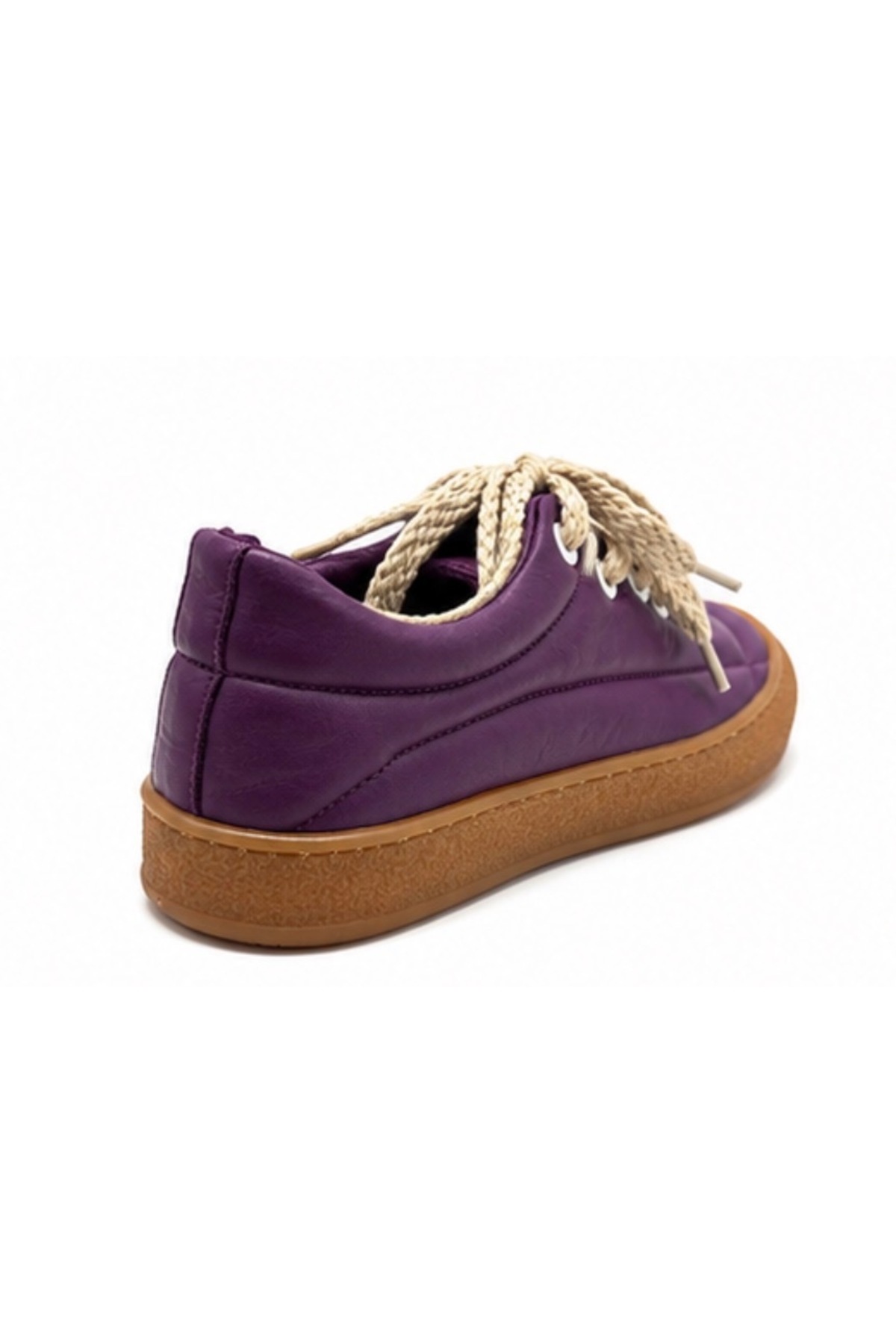 N Napa Shoe NP.7809.MOR DERİ SNEAKER Napa Shoe Kadın Hakiki Deri Comfort Sneaker, Mor | Günlük Rahat Bağcıklı A görsel 3