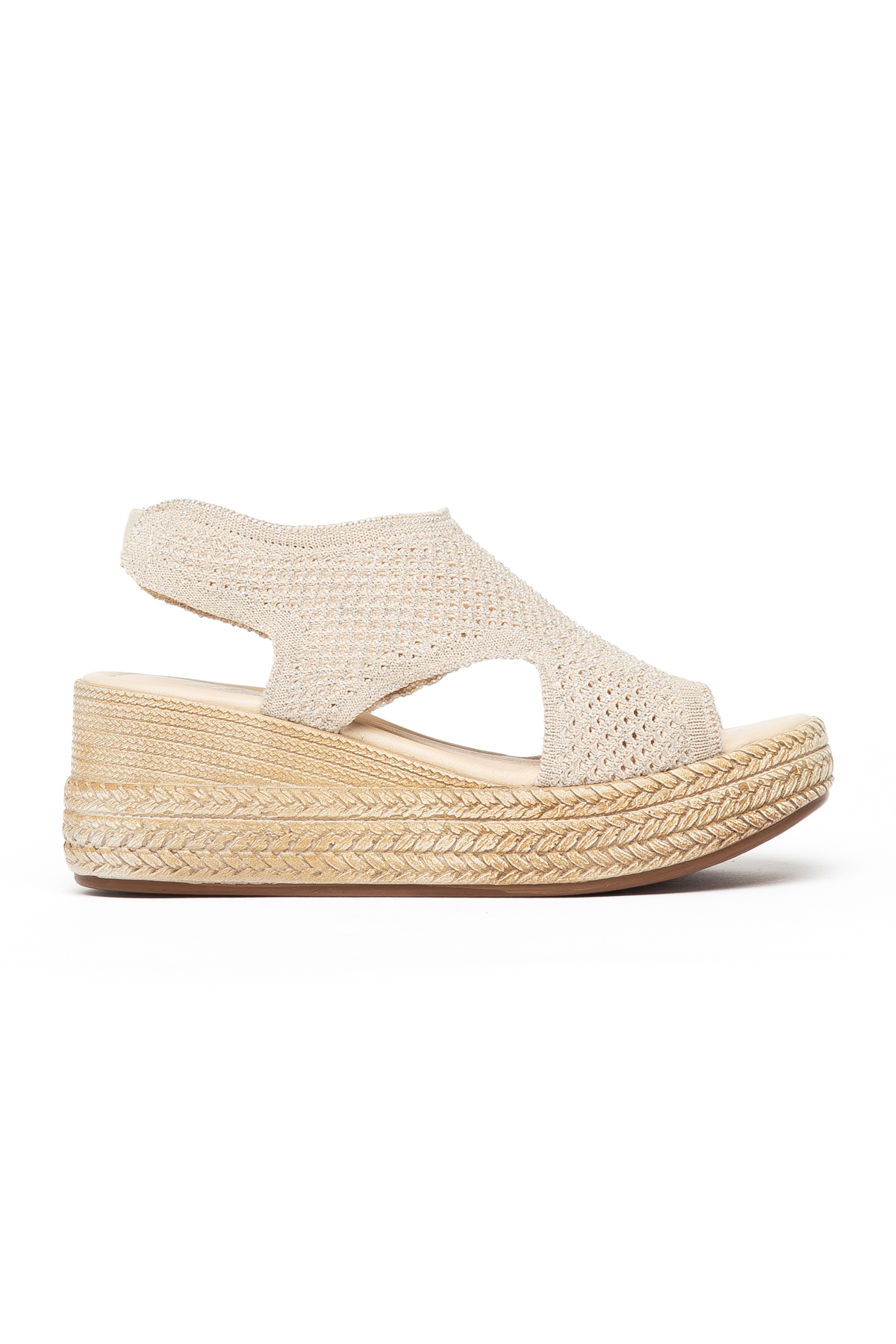 Elile Shoes Triko Yumuşak Tabanlı Dolgu Topuk Sandalet görsel 3