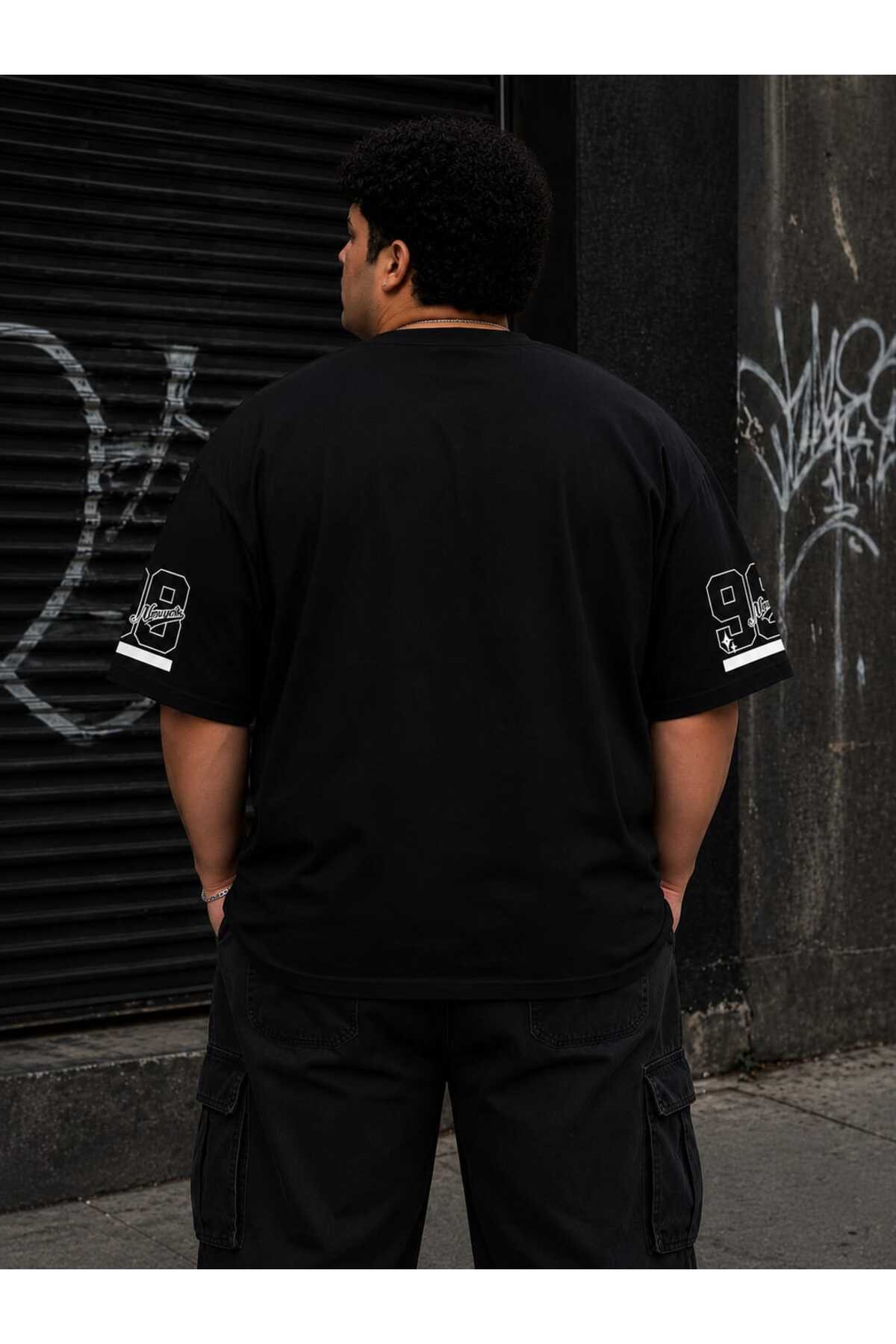 ZAVIXO Erkek Oversize 96 New York Baskılı %100 Pamuk Tişört, Unisex Sokak Stili (S-5XL) görsel 3