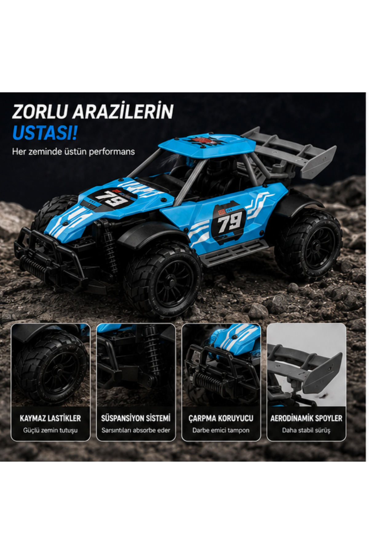 LRS STORE Metal Gövde Uzaktan Kumandalı Şarjlı Off Road Arazi