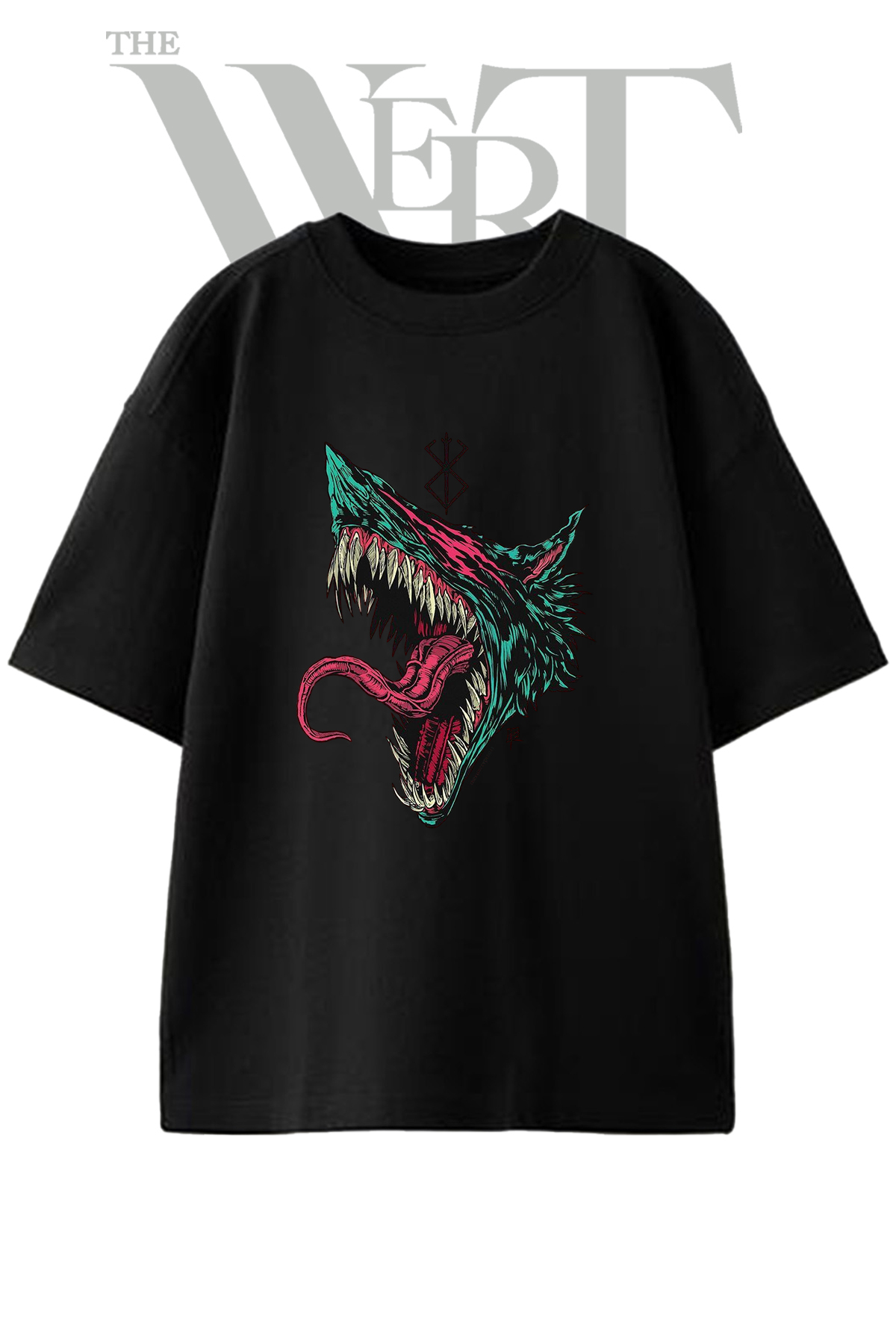 THEWERT Beast of Darkness Design Printed Unisex Black Oversize T-Shirt