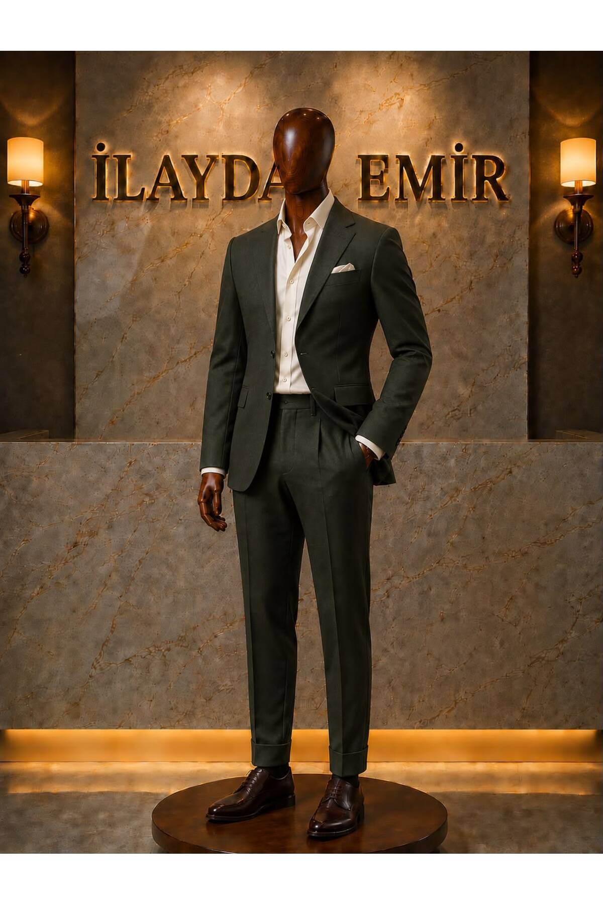 ilayda emir Men's Slim Fit Green Suit | Premium Classic Business Groom Suit Wedding Engagement Office Combination