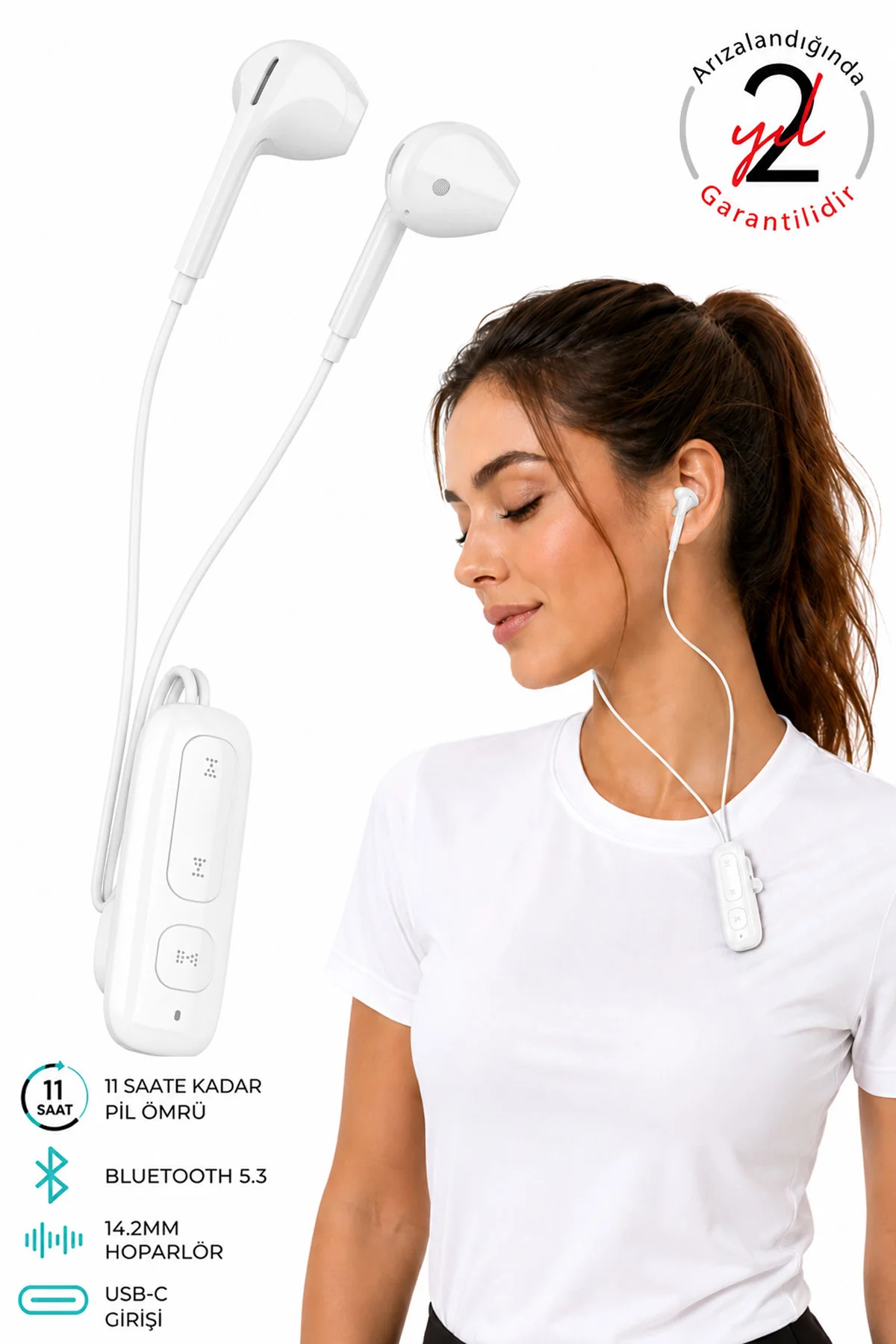EXENAR Yaka Klipsli Bluetooth Kulaklık Kulakiçi Kablolu Kablosuz TWS Mikrofonlu Yaka Kulaklık Boyun Asmalı