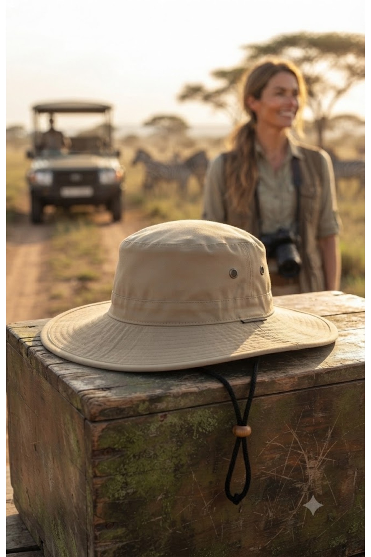 Belifanti Collection Unisex Bej Safari Şapkası Geniş Siperlikli Katlanabilir Outdoor Kamp Şapkası görsel 5