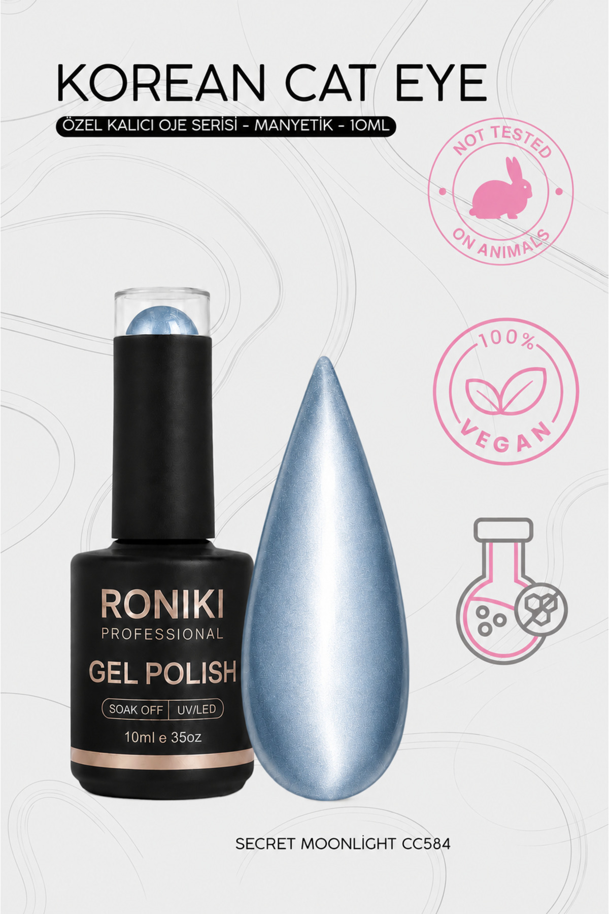 RONIKI Korean Cat Eye Kalıcı Oje Yoğun Manyetik Efekt SM12 10 ml