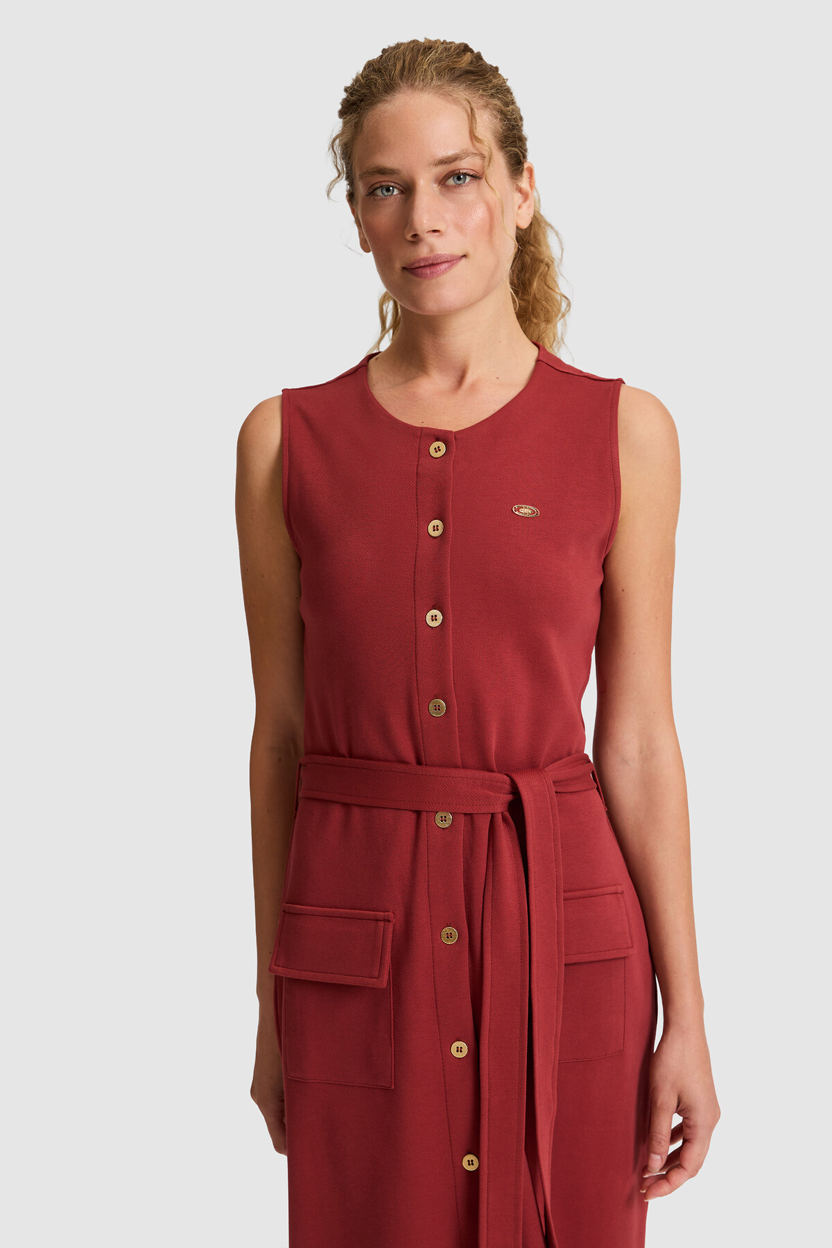 U.S. Polo Assn. Kadın Vişne Örme Elbise 50323478-VR223 görsel 4