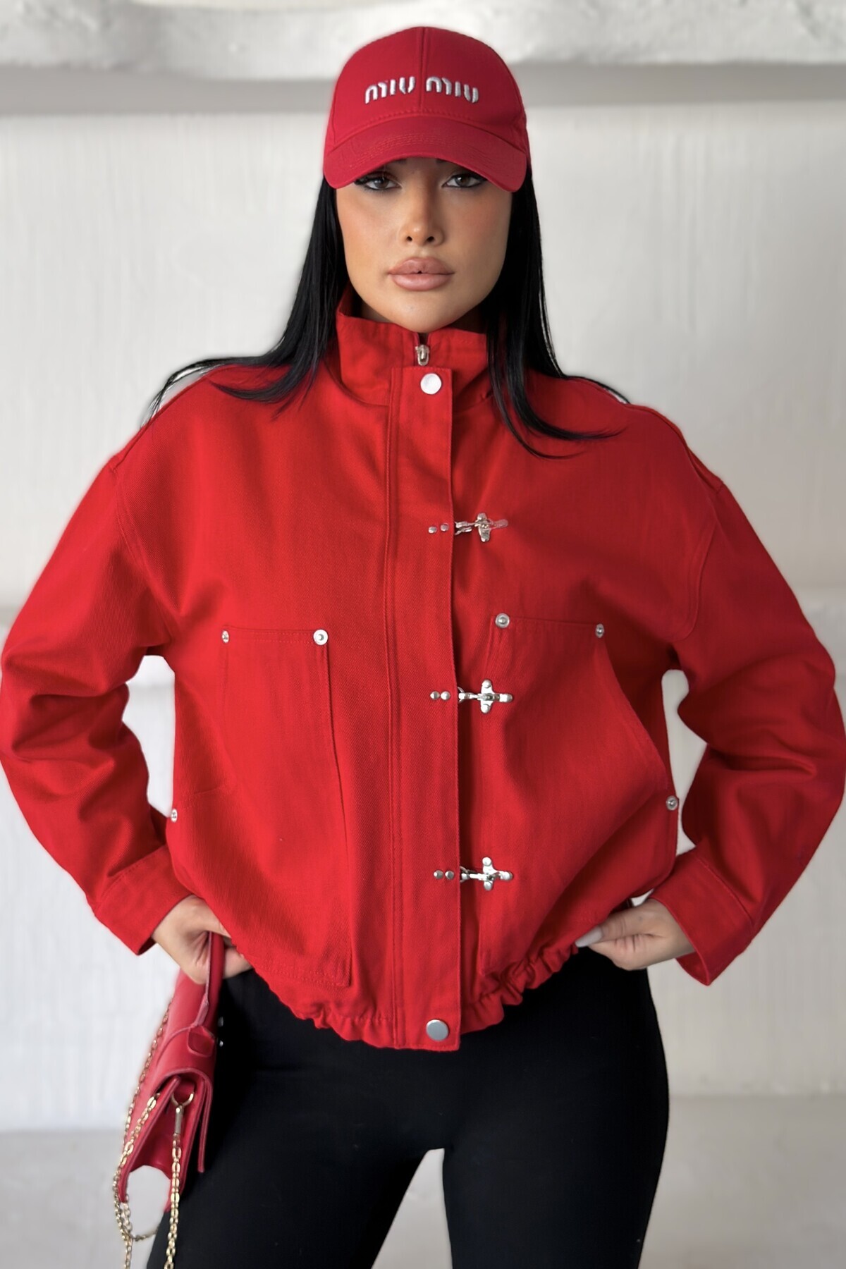 moda armanc Kadın Japon Ceket ZR Yeni Sezon Metal Süslü Düğmeli Oversize Relaxed Fit Bomber Ceket görsel 2