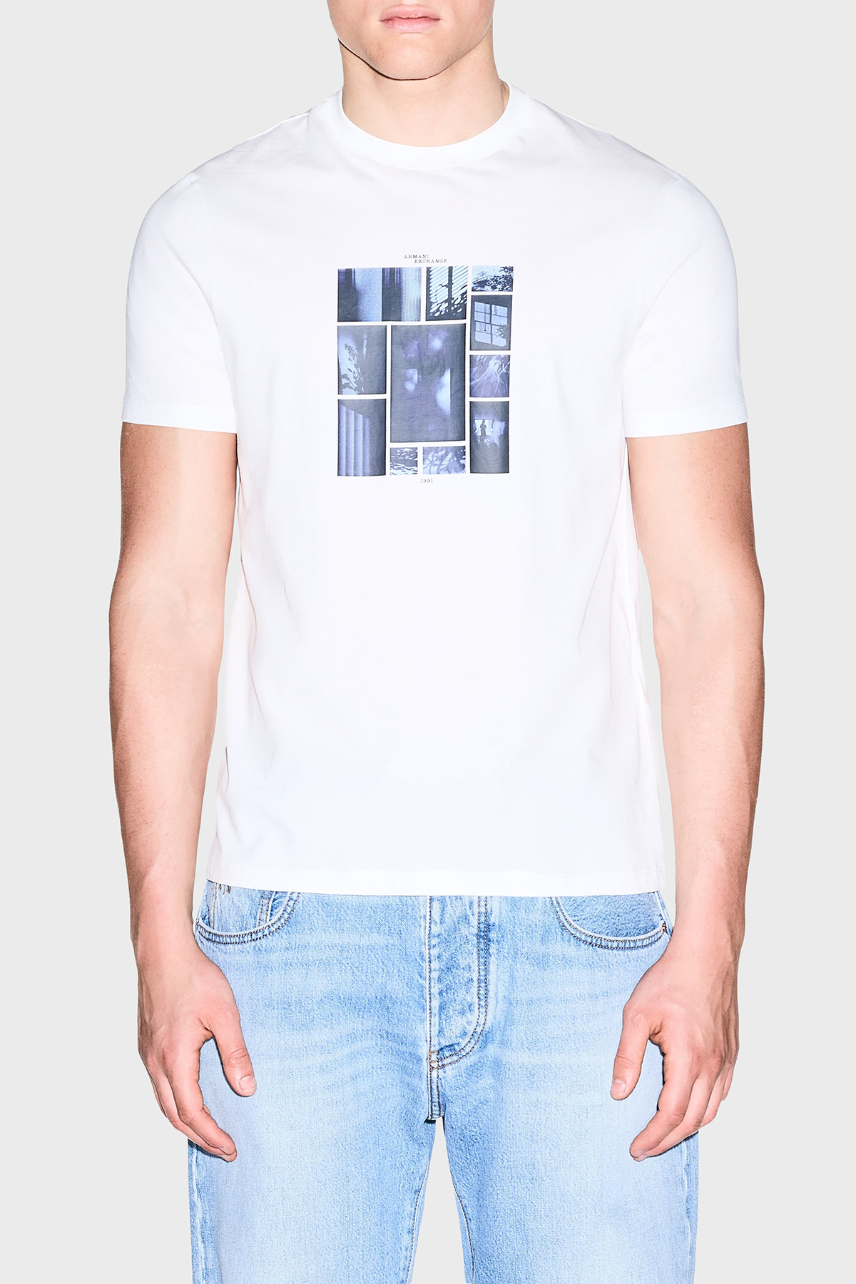 تی شرت مردانه یقه گرد طرح دار ۱۰۰٪ پنبه مدل Slim Fit XM003015 AF10356 U0 آرمانی اکسچنج تی شرت Armani Exchange