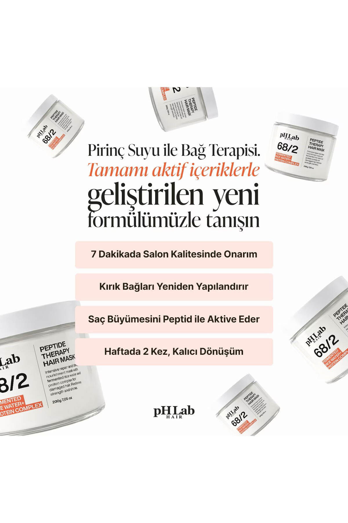 PhLab Fermente Pirinç Suyu & Protein Complex Yıpranmış Saçlar İçin Onarıcı Maske 200 ml — MS11455124212125457455 — تصویر 2 از 5