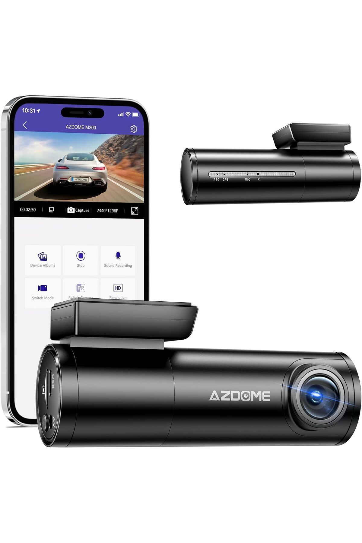 AZDOME 1296 P Çizgi Kamı, WiFi Mini Gizli Araba Kamera ile, Gece
