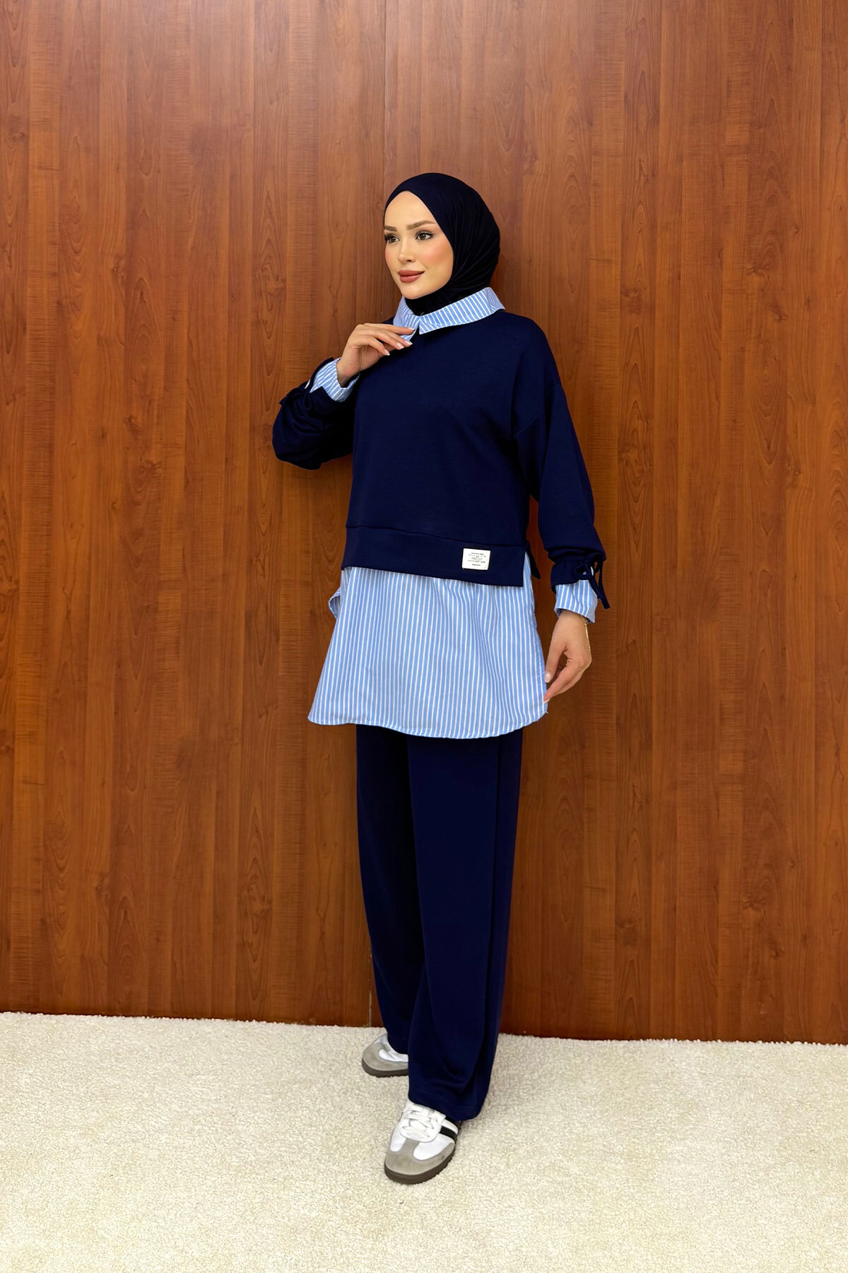 Melike Tatar Striped Shirt Suit 80-8299