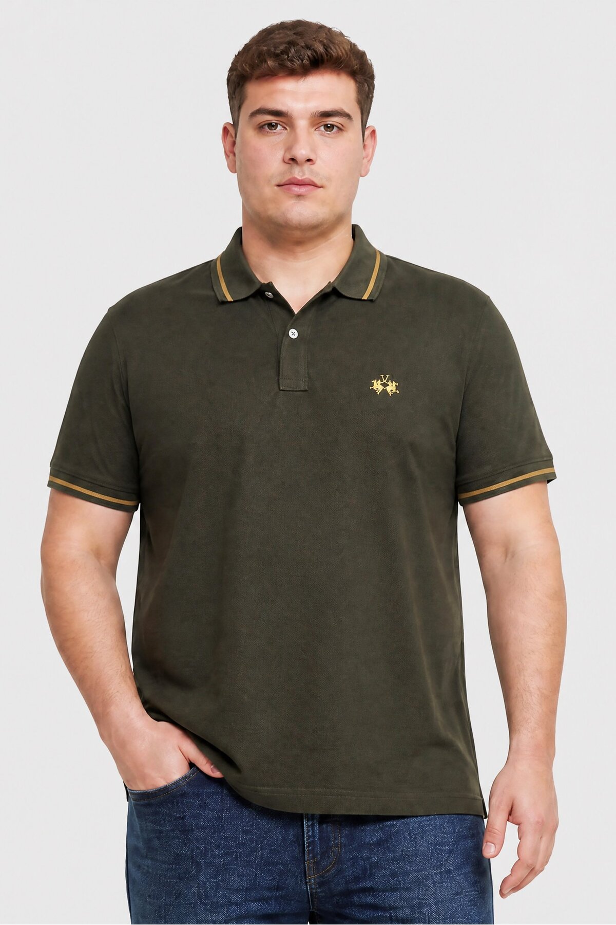 La Martina Men Regular Fit Embroidered Logo Short Sleeve Polo Shirt, Olive