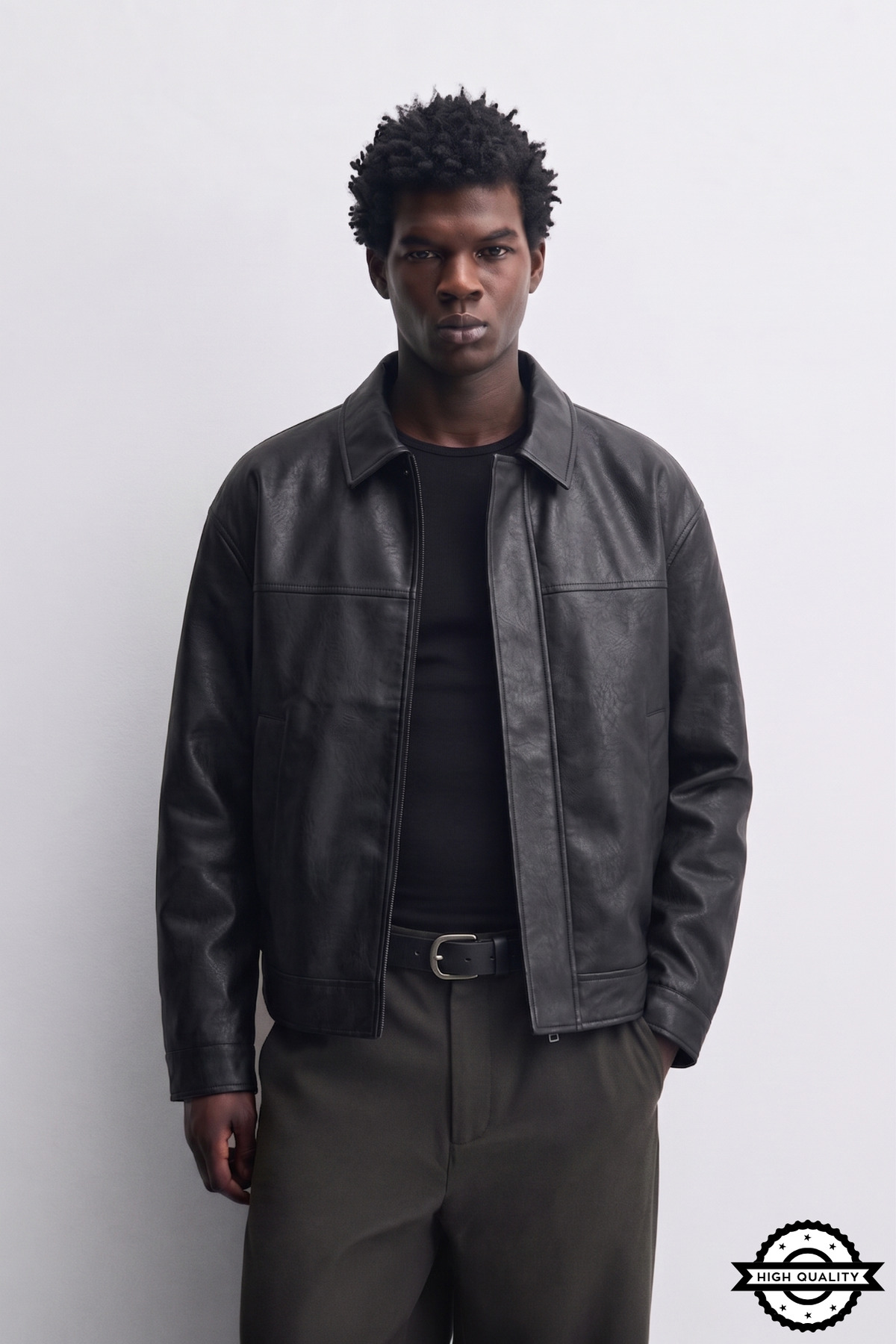 KOCCI Brshk Model Relaxed fit Dört Mevsim Viral Erkek Deri Ceket Mont