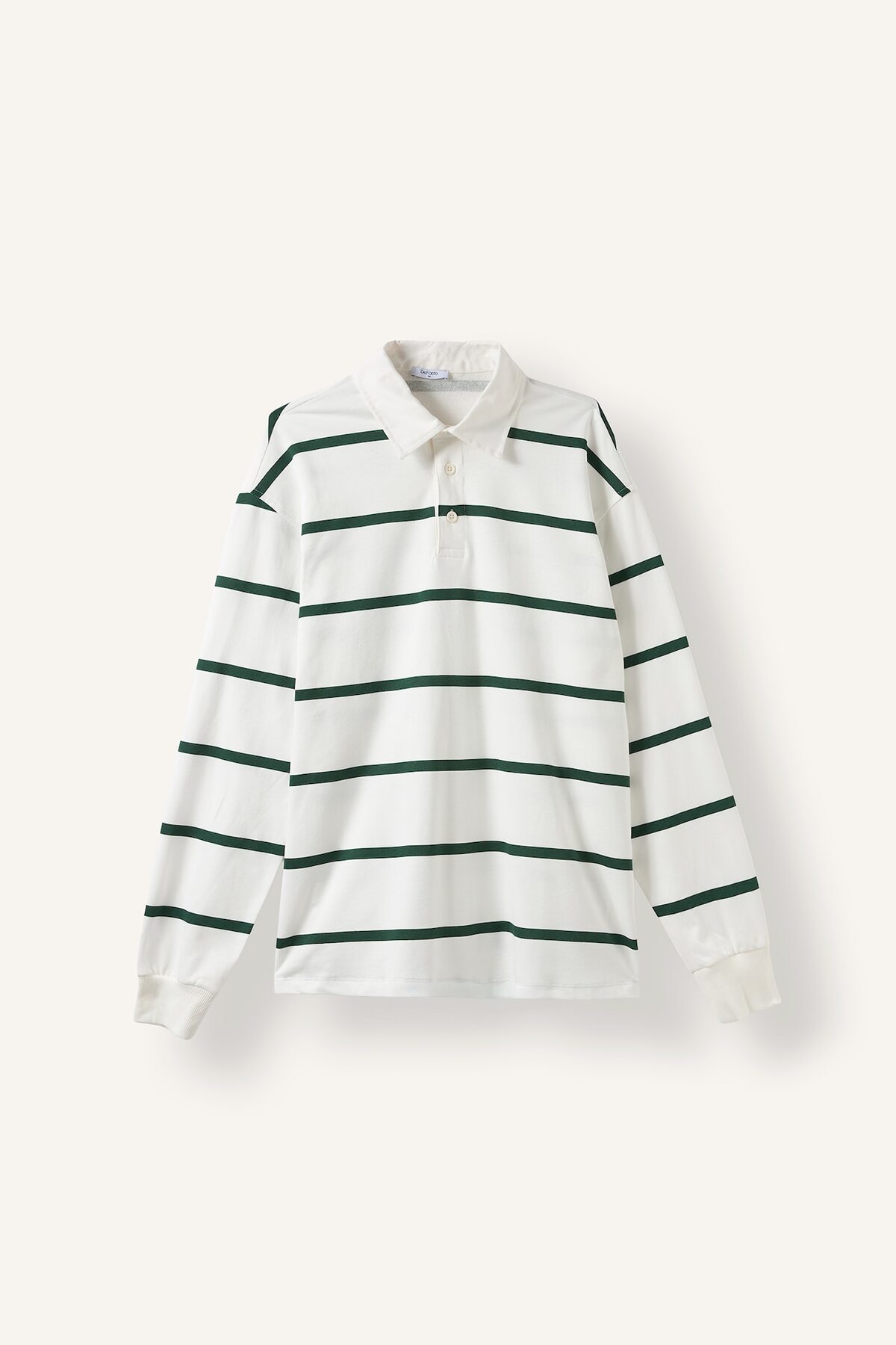 Defacto 100% Cotton Relax Fit Striped Polo Collar Long Sleeve Sweatshirt H5038Ax26Au