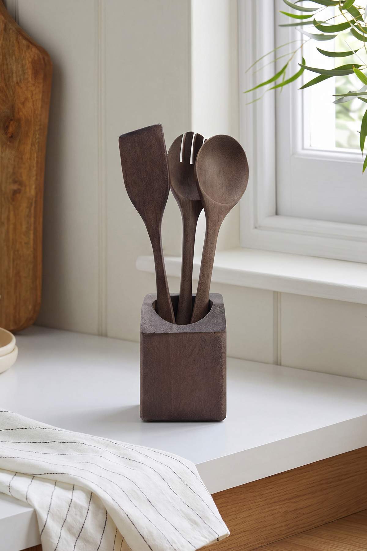 Trendyol Home 4 Piece Wooden Spoon Holder Set Tphss26Ksk00002