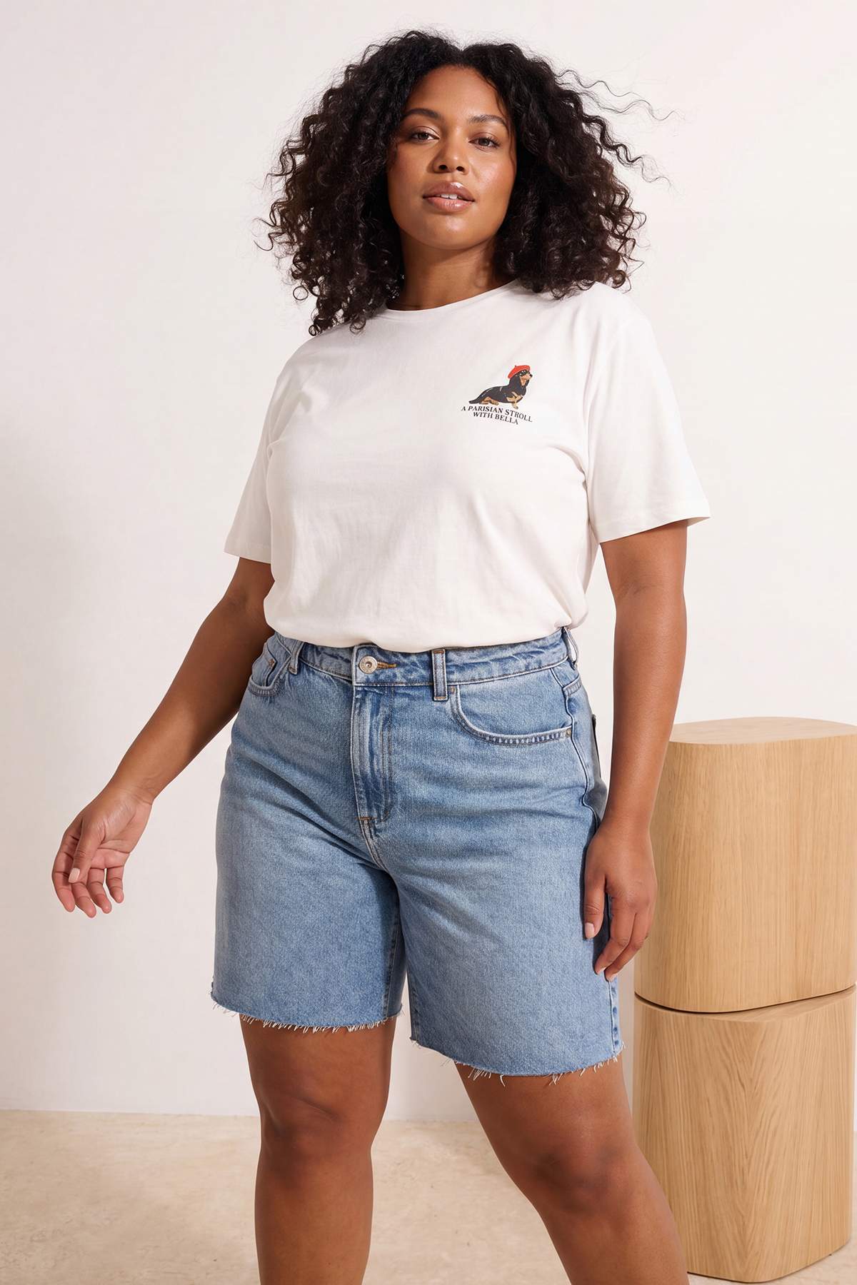 Trendyolmilla Curve Ekru Oversize Fit %100 Pamuk Ön ve Arka Baskılı Örme Büyük Beden T-Shirt TBBSS25BF00002