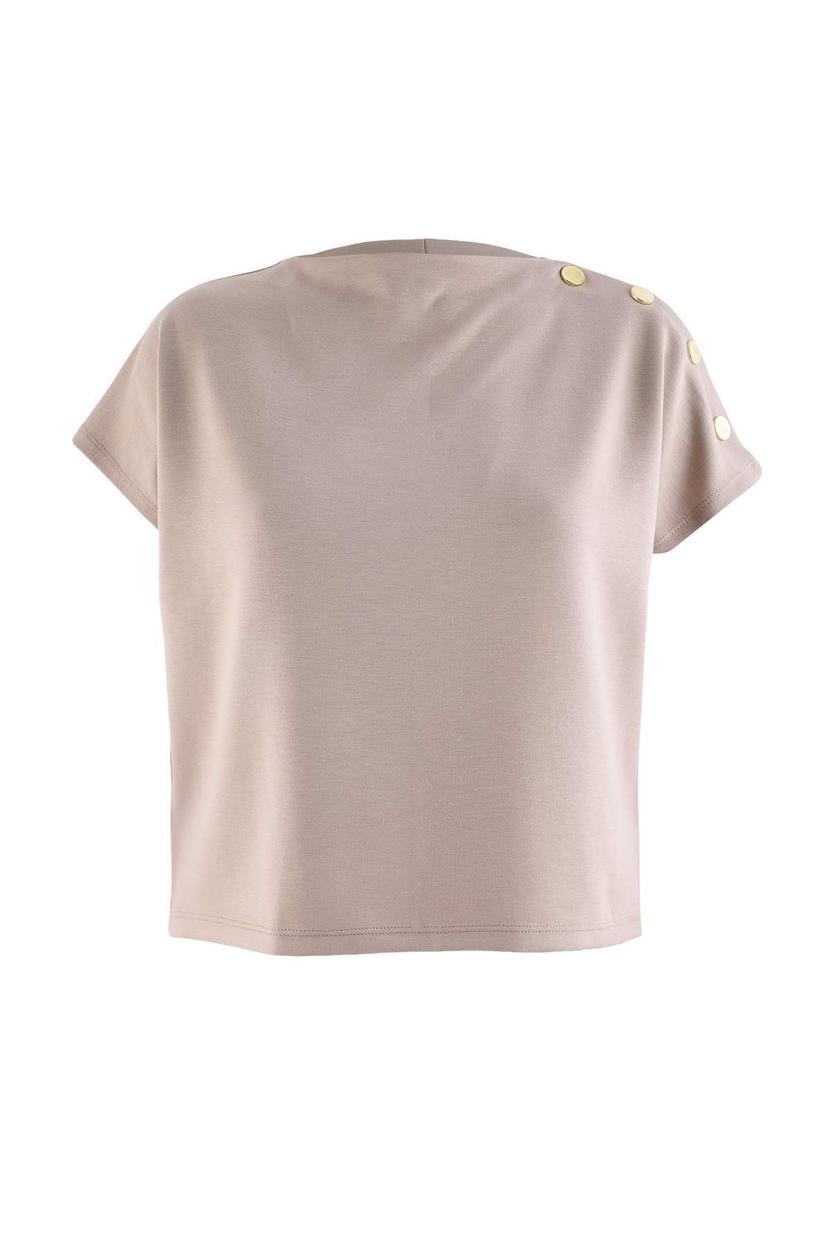 Trendyolmilla Curve Taş Regular Fit Dik Yaka Aksesuar Detaylı Crop Soft Touch Örme Büyük Beden Bluz TBBSS26AF00285