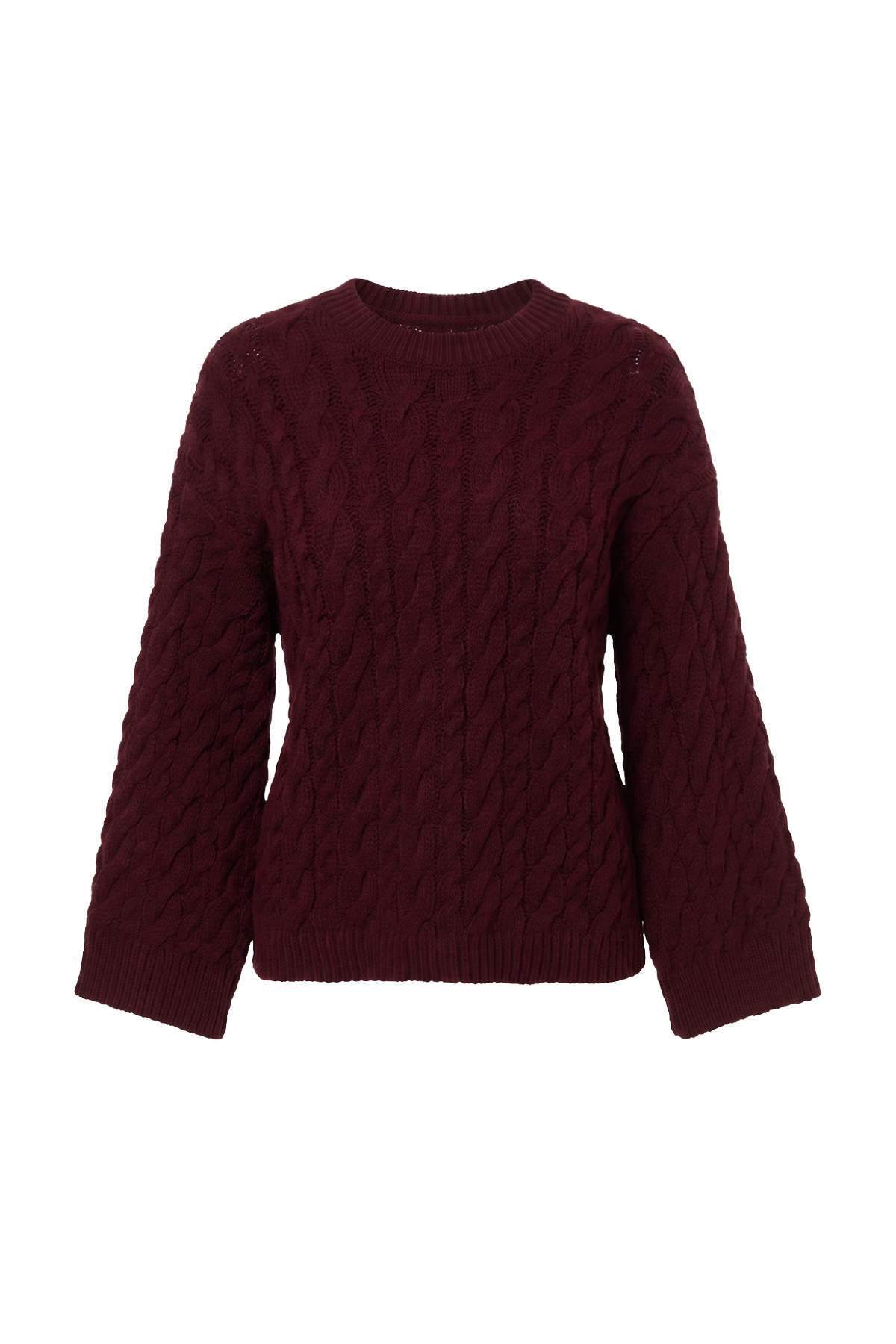 Trendyolmilla Bordo Geniş Kalıp Yumuşak Dokulu Geniş Kalıp Triko Kazak TWOAW27KZ00154
