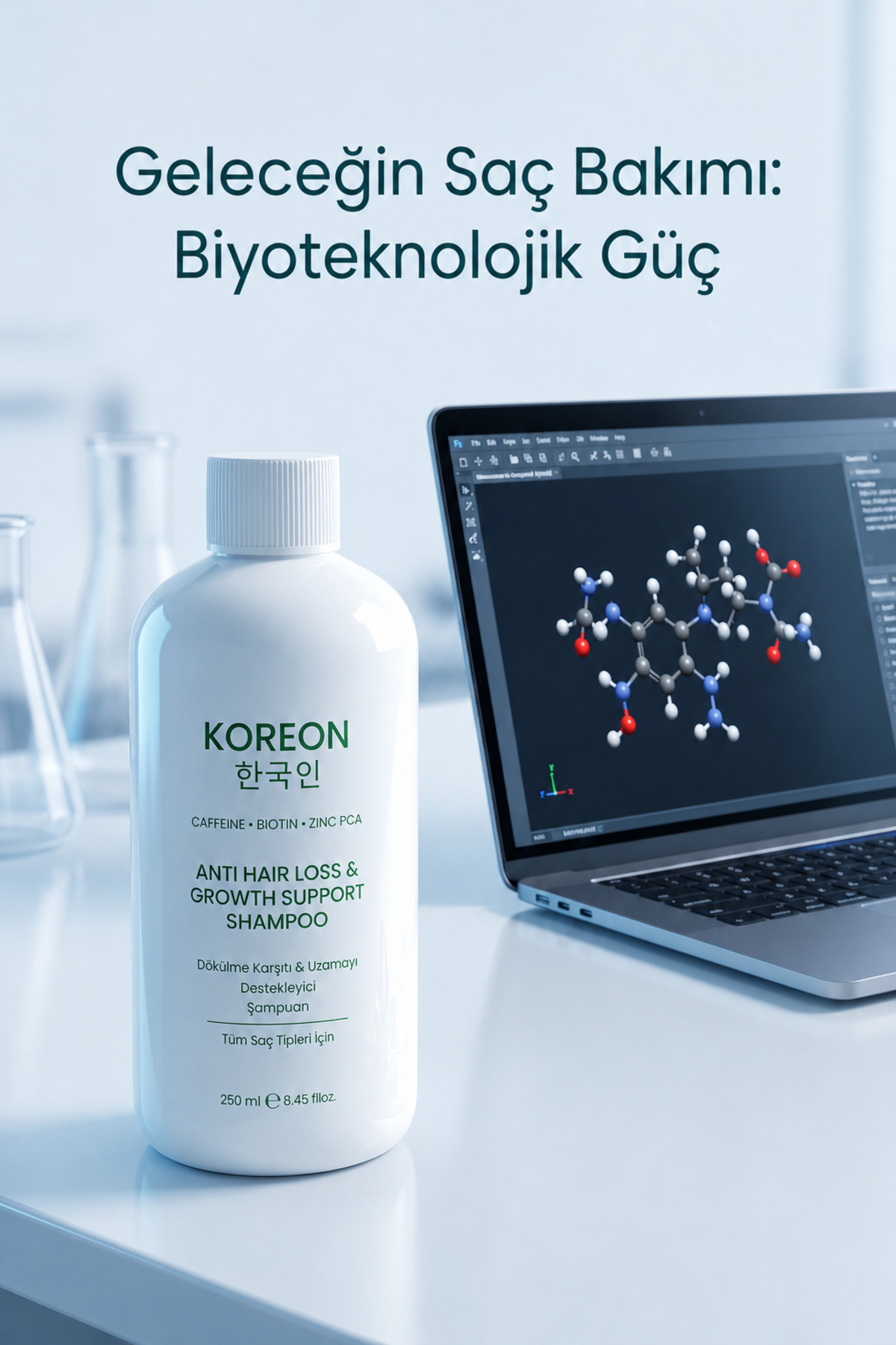 Saç Dökülmesine Karşı Hızlı Uzatan Güçlendirici Onarıcı Şampuan 250 ml | Kafein Biotin Zinc PCA | — KO1 — تصویر 3 از 4