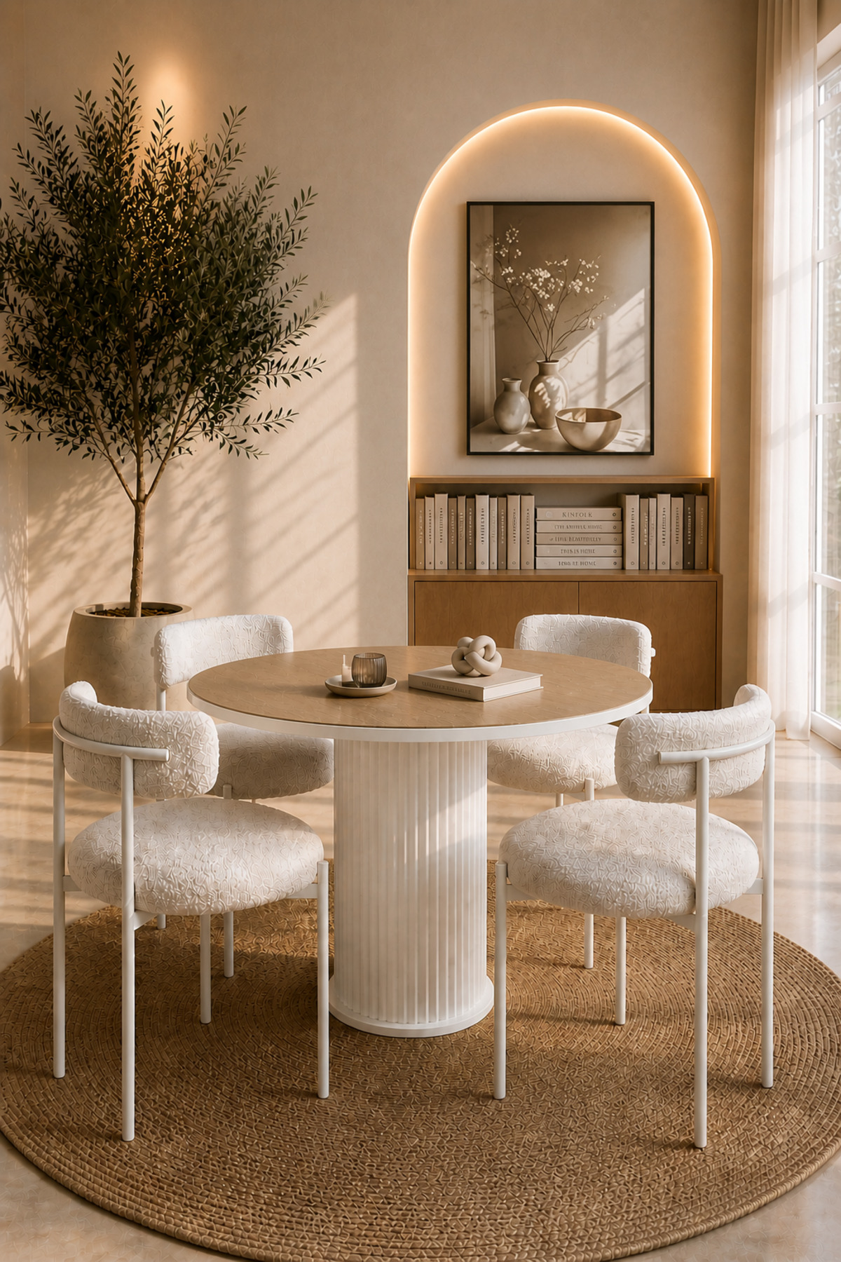 Tian Bohemian 4-Piece Teddy Chair 90x90 Table Chair Set