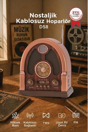 Torima Bluetooth Hoparlör Nostaljik Radyo Kablosuz Speaker D58 Kahverengi