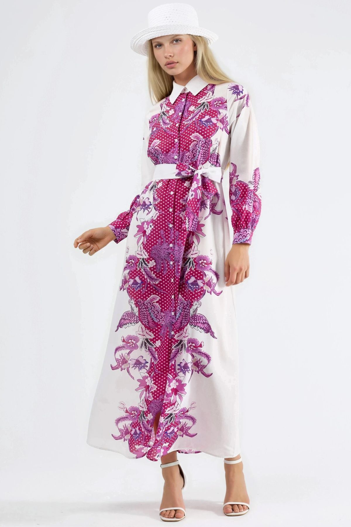Hiccup Msn Floral Patterned Belted Midi Dress