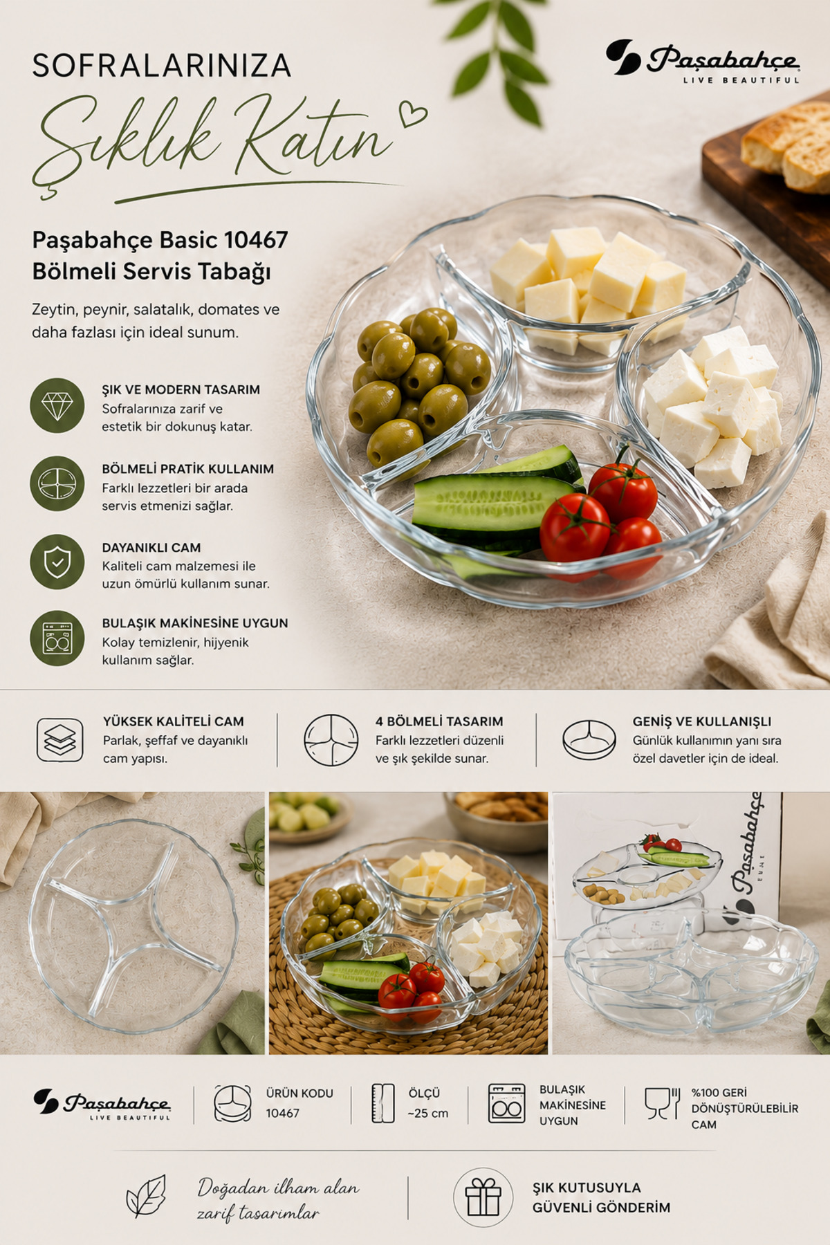 Paşabahçe 10467 Priehradkový tanier na sušienky a raňajky & Basic*25 cm