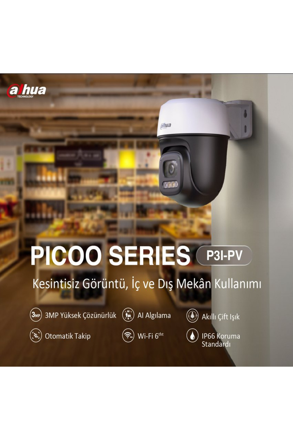 Picoo P3I Outdoor 3MP – 360° Rotating, Night Vision, Motion Tracking Security Camera