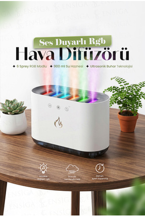 EN SİGA Ultrasonik Hava Nemlendirici Buhar Makinesi 6 Sprey Rgb Modlu Sese Du...