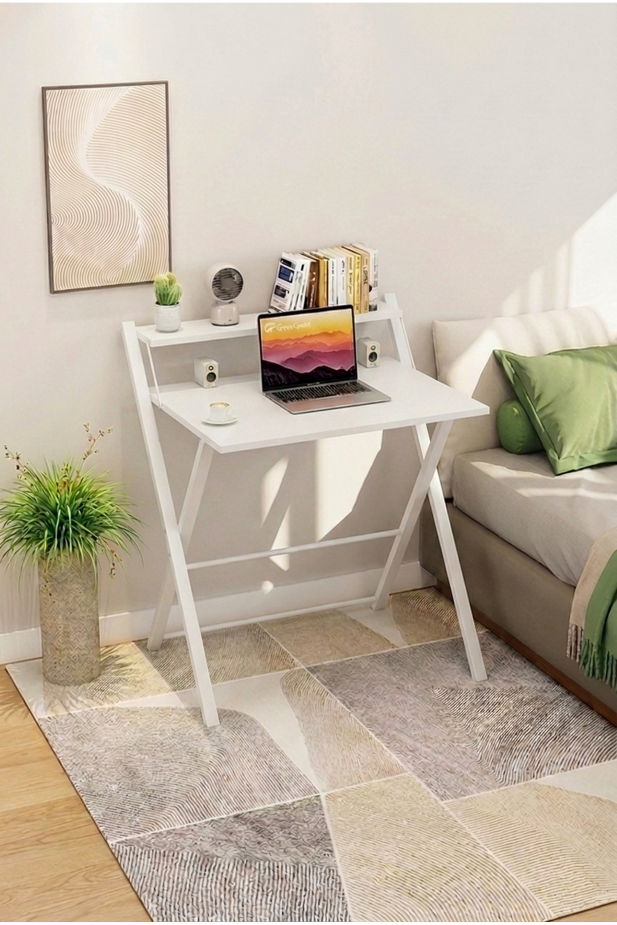 Dobo Metal Standing Laptop Desk, Folding Desk, Laptop Stand White White