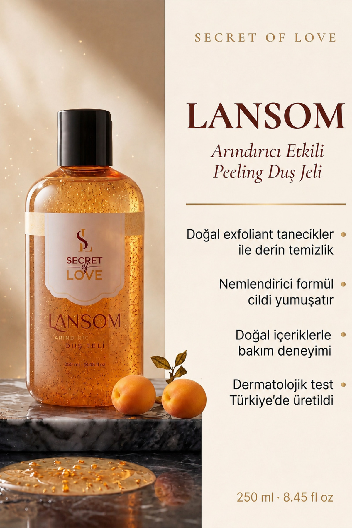 SECRET OF LOVE Lansom Peeling Duş Jeli Arındırıcı Etkili Tanecikli