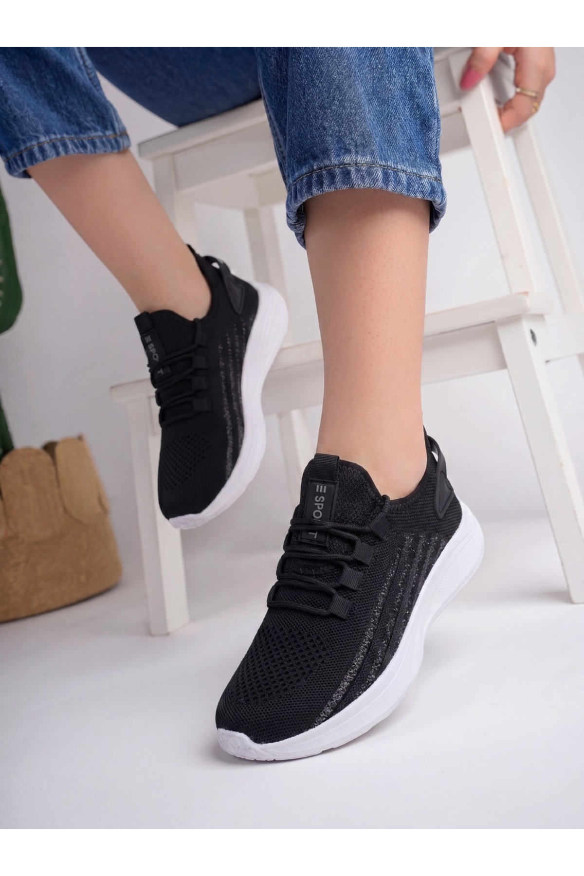 کفش ارتوپدی بافتنی سبک مشکی و سفید یونیسکس-015 — مشکی ESPORT-CONFORT — تصویر 7 از 9