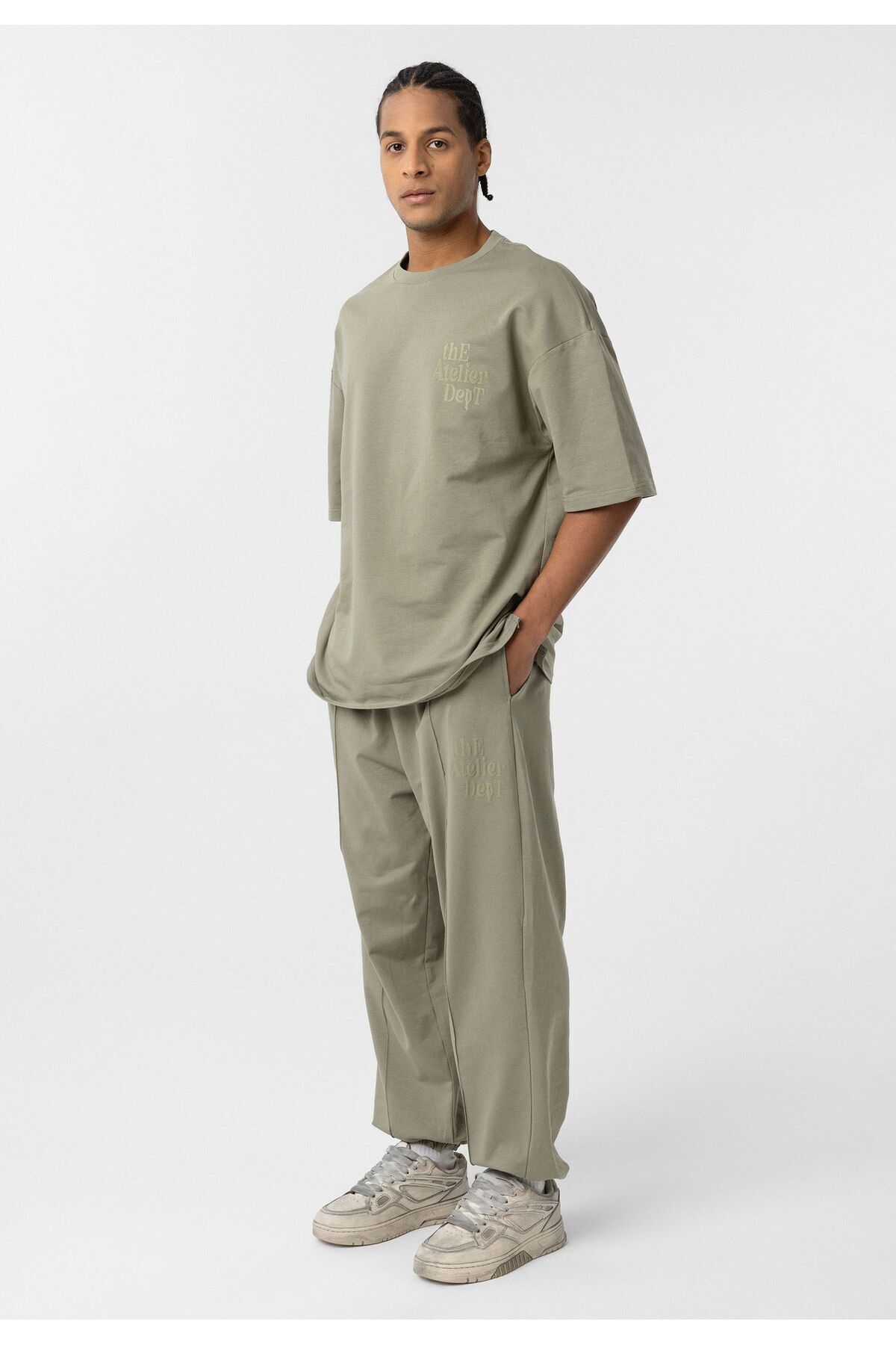 Oversize Baskılı Eşofman Takım — خاکی DND_40-593 — تصویر 3 از 6