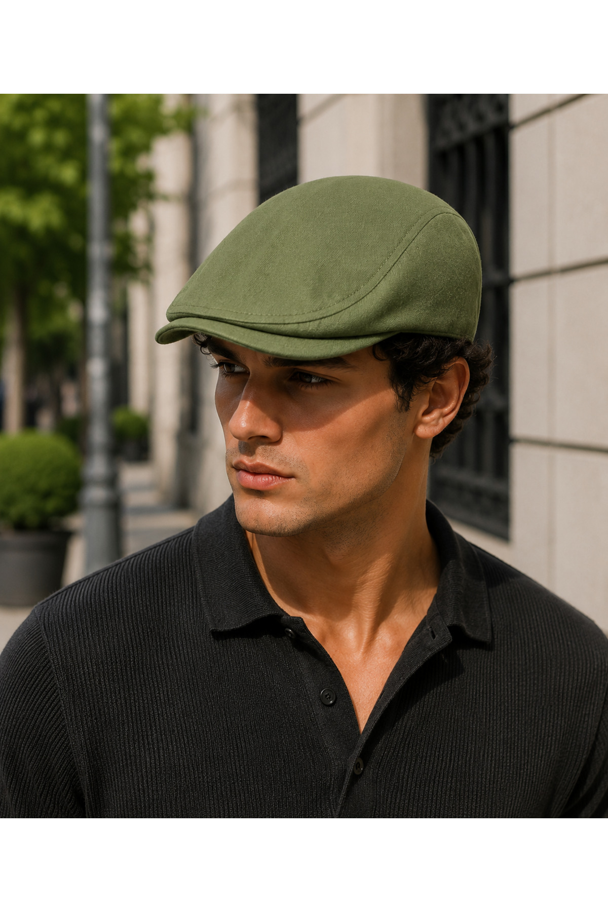Khaki Men's London Cap – Summer Flat Cap British Hat Model