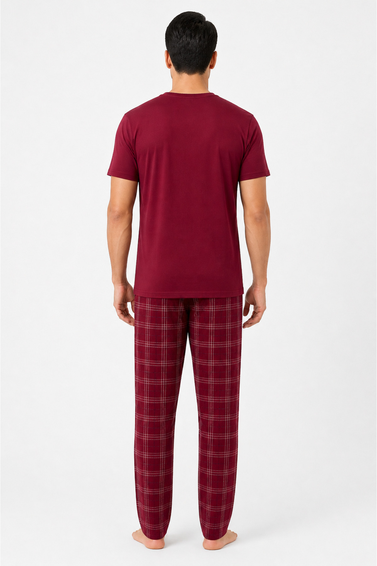Sude HOMEWEAR Erkek Ekoseli Kısa Kollu Pijama Takımı görsel 3