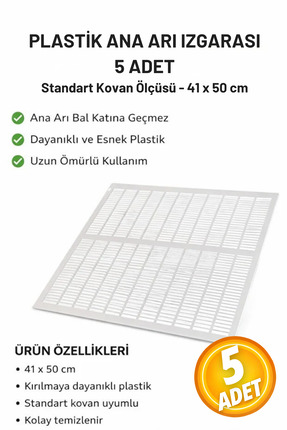 Aksaray Arıcılık Ana Arı Izgarası 5 Adet (Plastik)